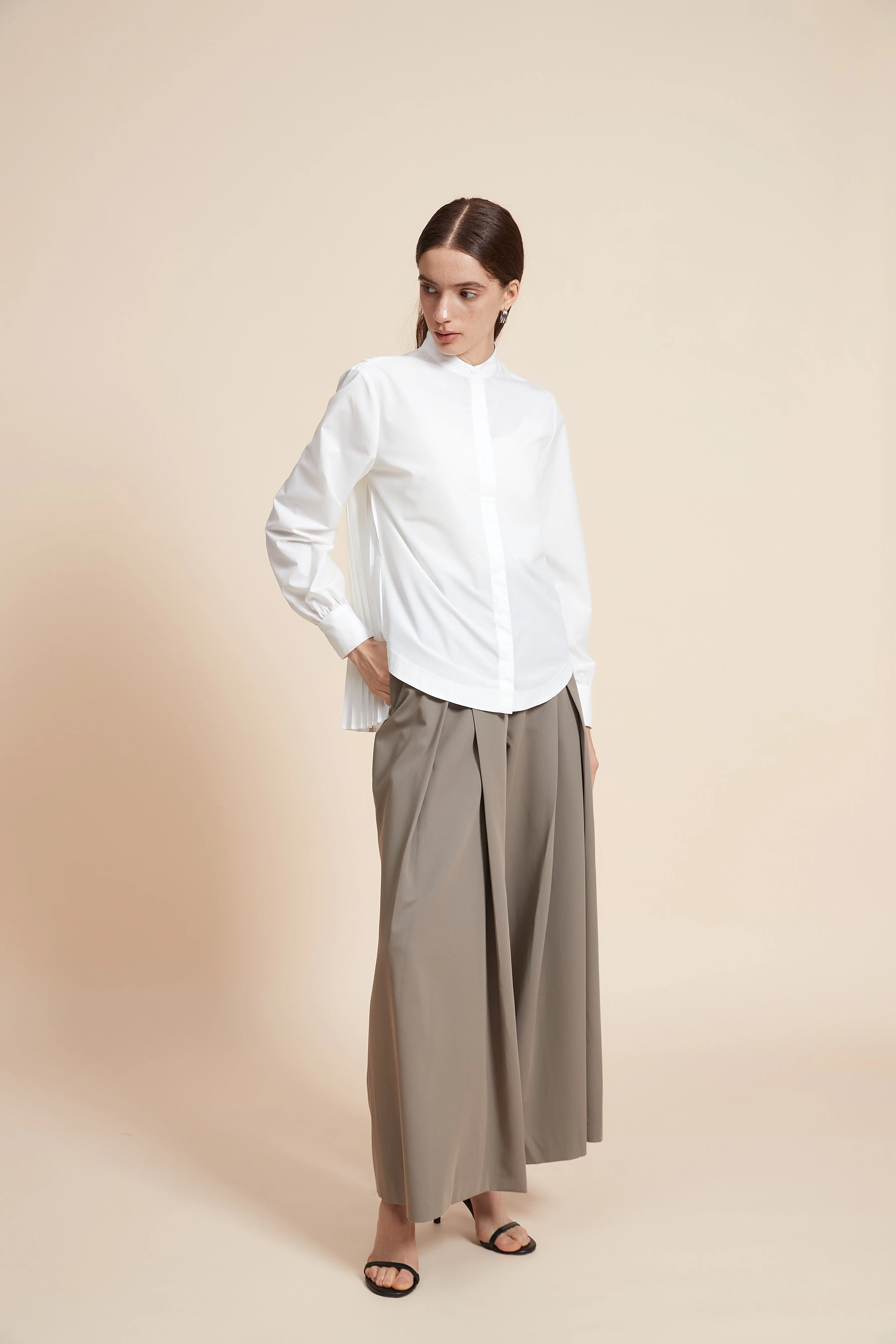 Plain Long-Sleeved Midi Shirt - Image 2