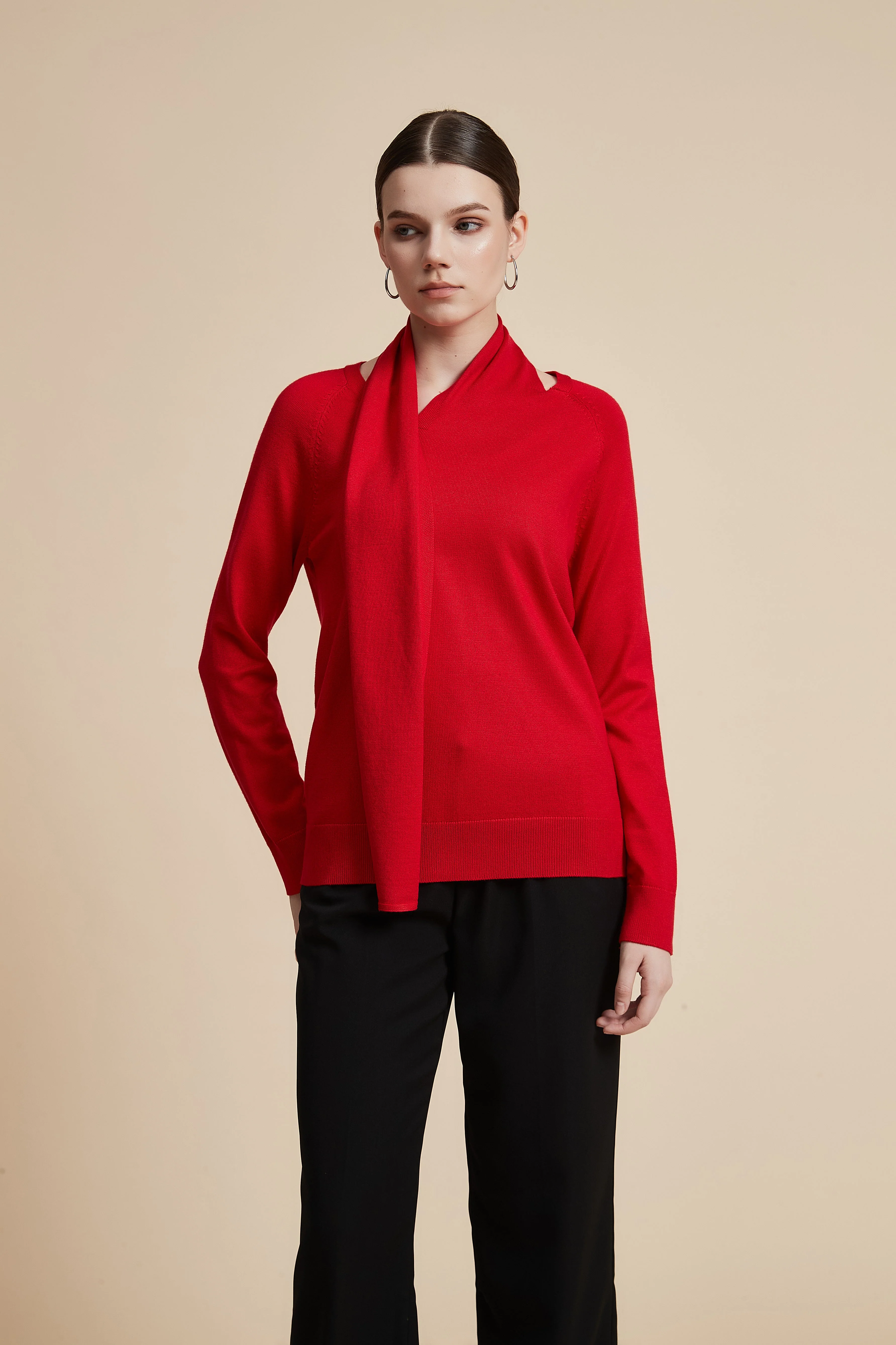 Solid Long Sleeve Cropped Sweater