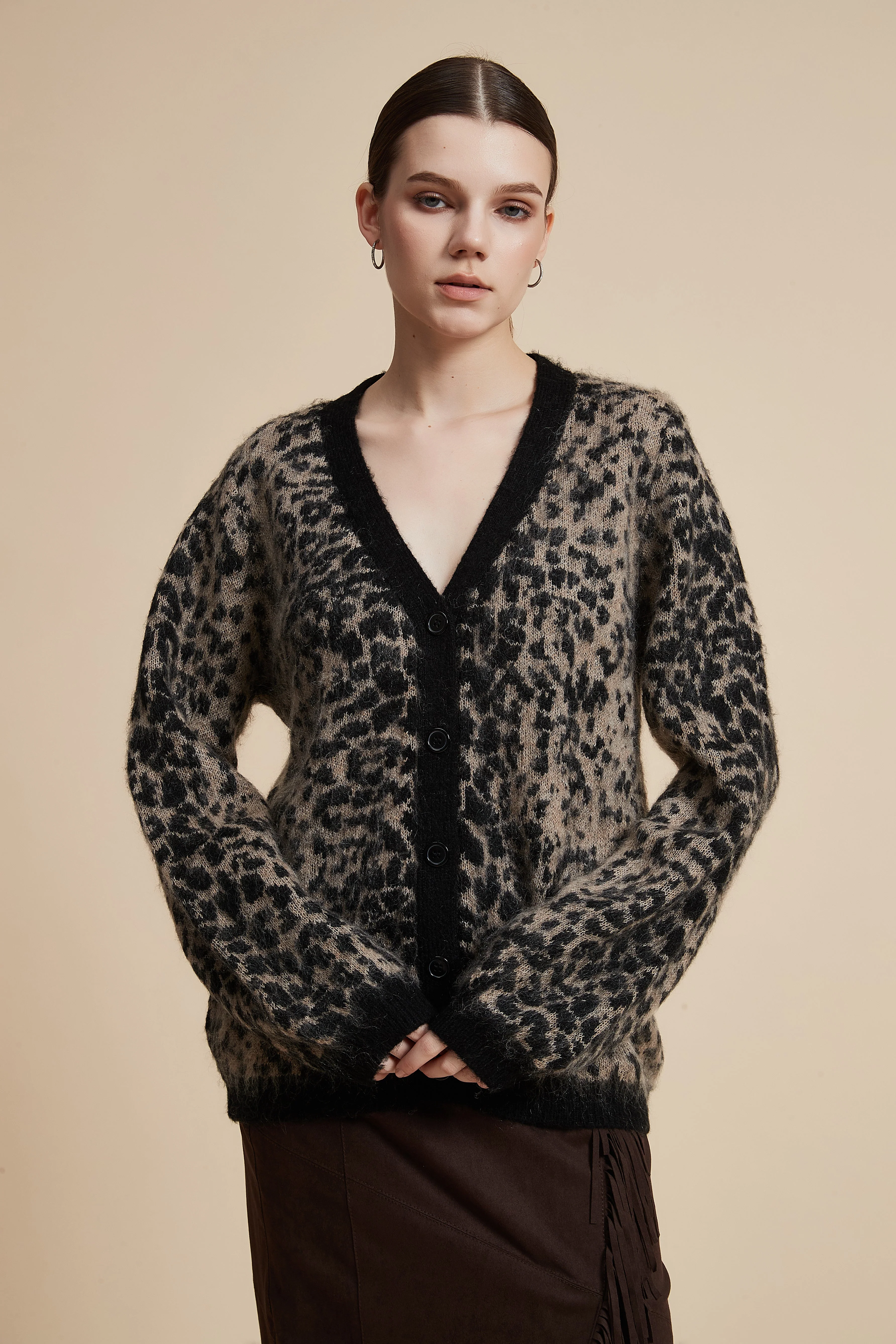 Leopard Print Long Sleeve Cardigan - Image 3