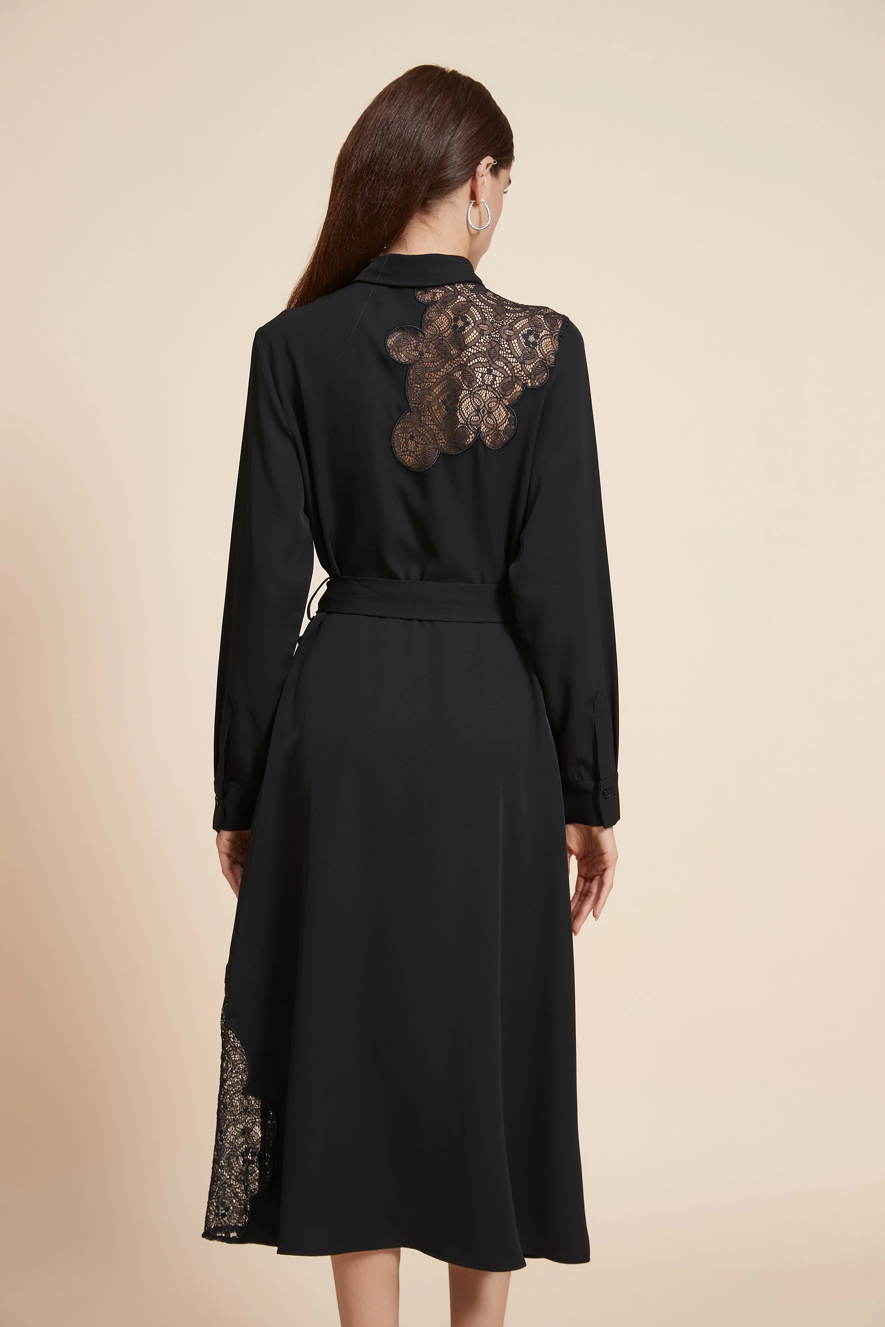Long Sleeve Midi Dress with Waist Belt - Image 7