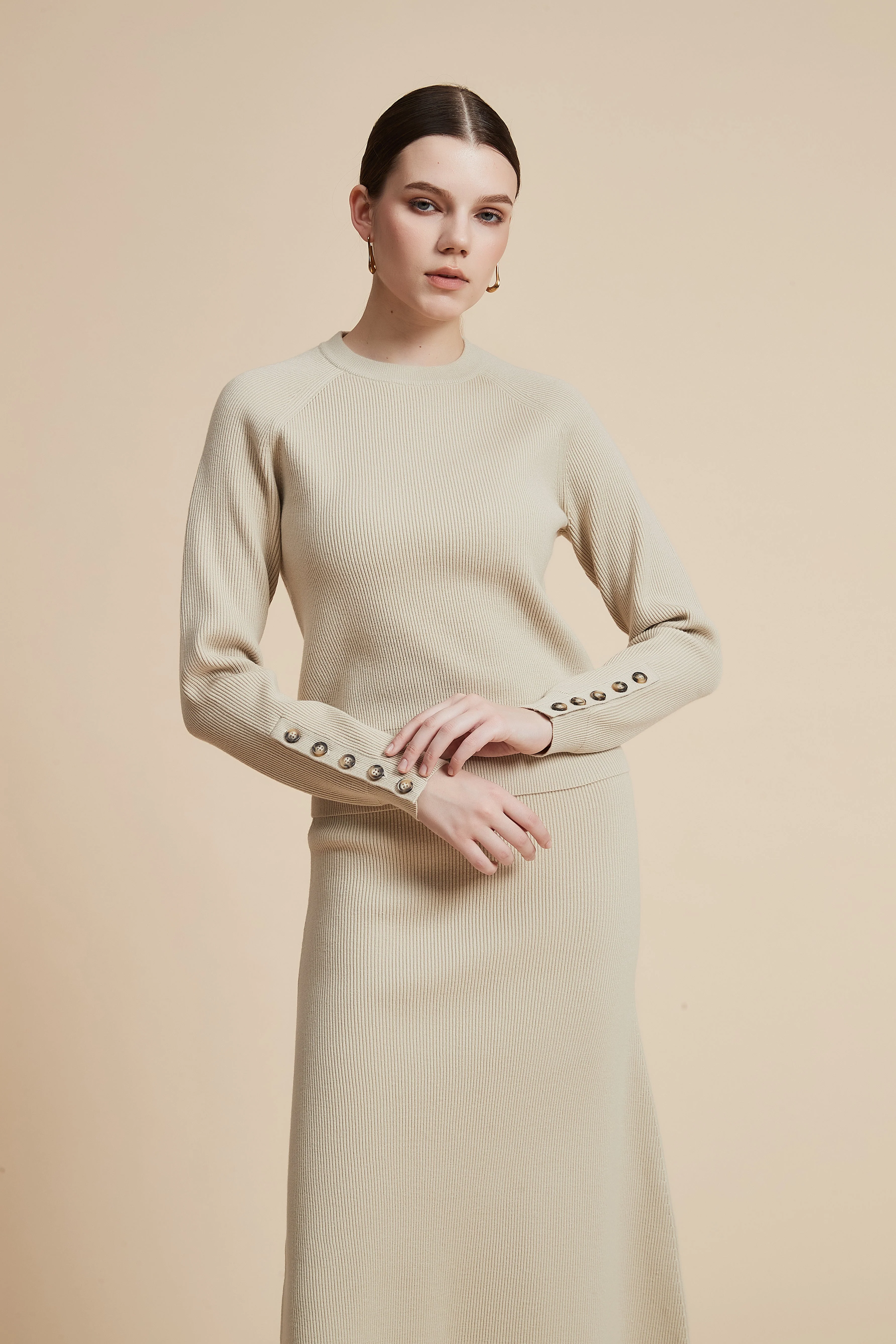Solid Long Sleeve Cropped Sweater