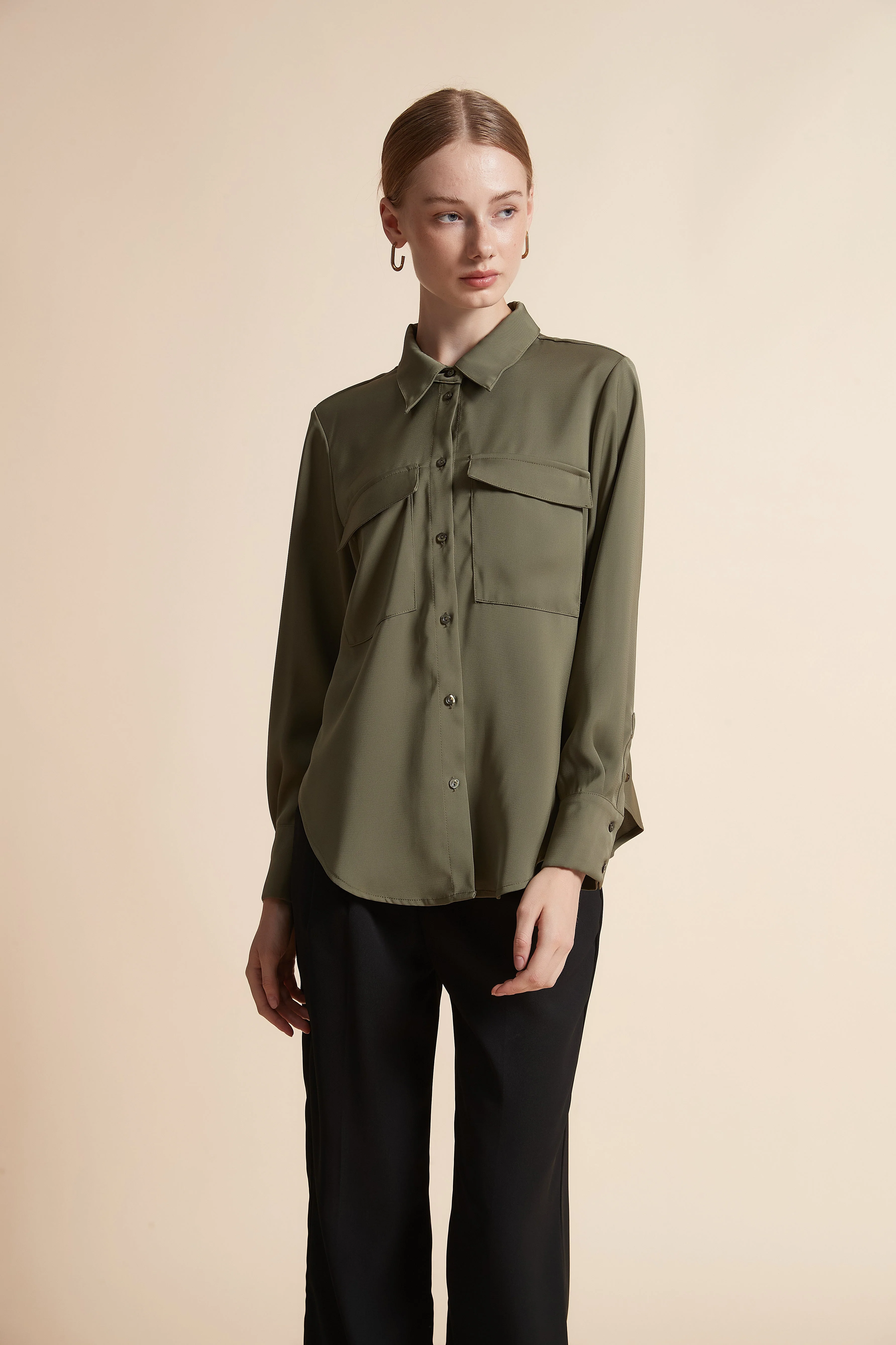 Long-Sleeved Blouse With Chest Pockets - Image 5
