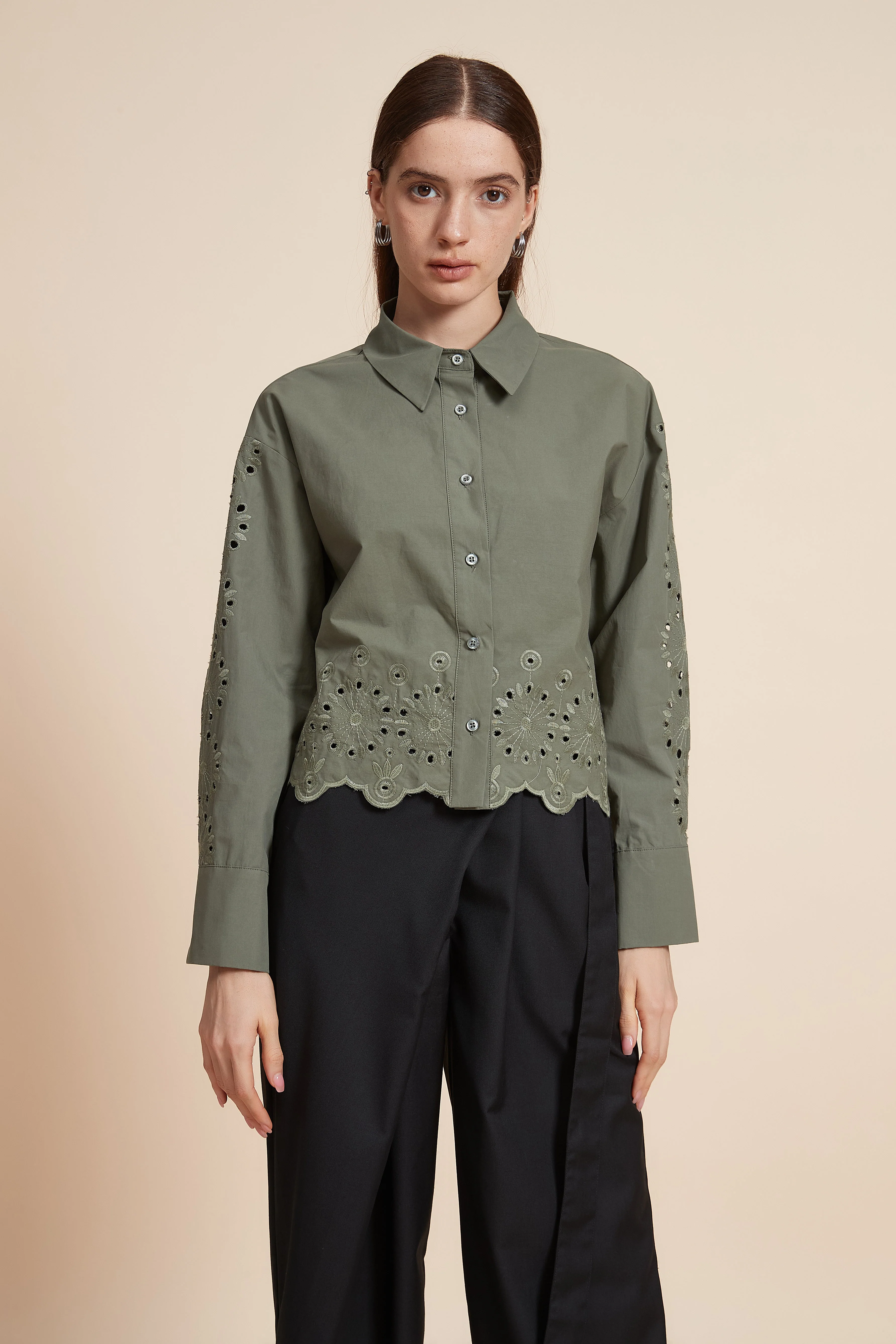 Plain Long Sleeve Short Shirt - Image 4