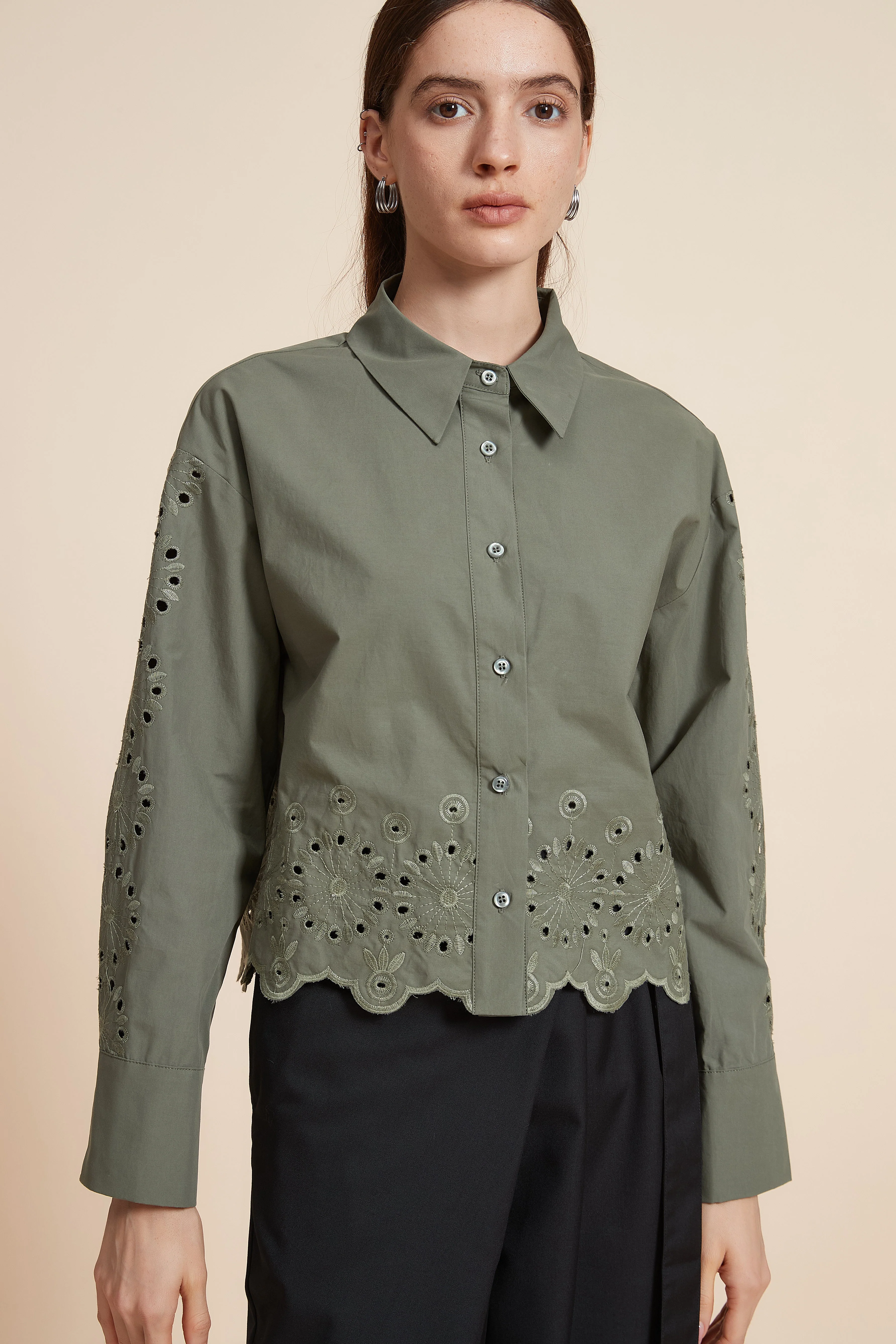 Plain Long Sleeve Short Shirt - Image 5