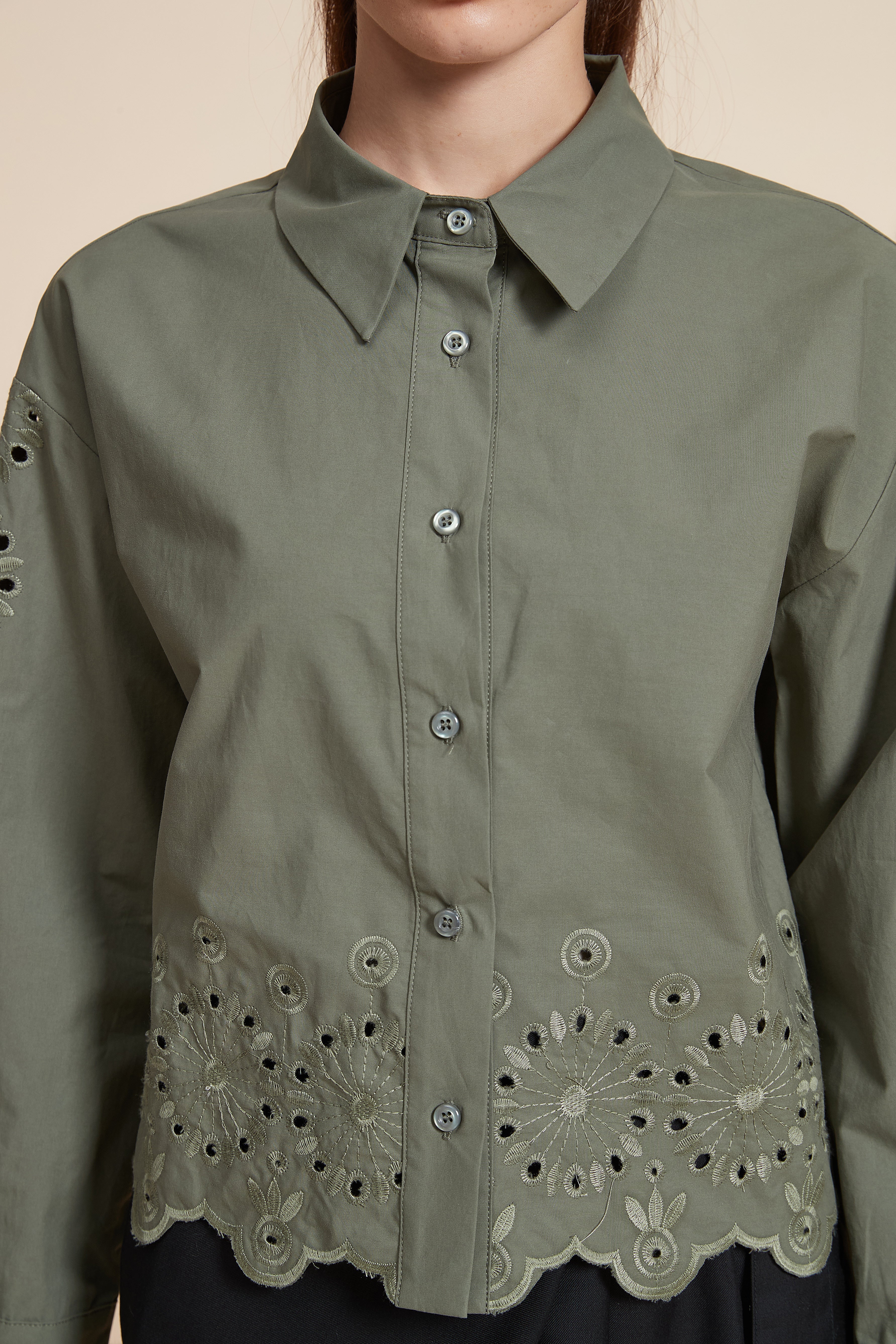 Plain Long Sleeve Short Shirt - Image 7