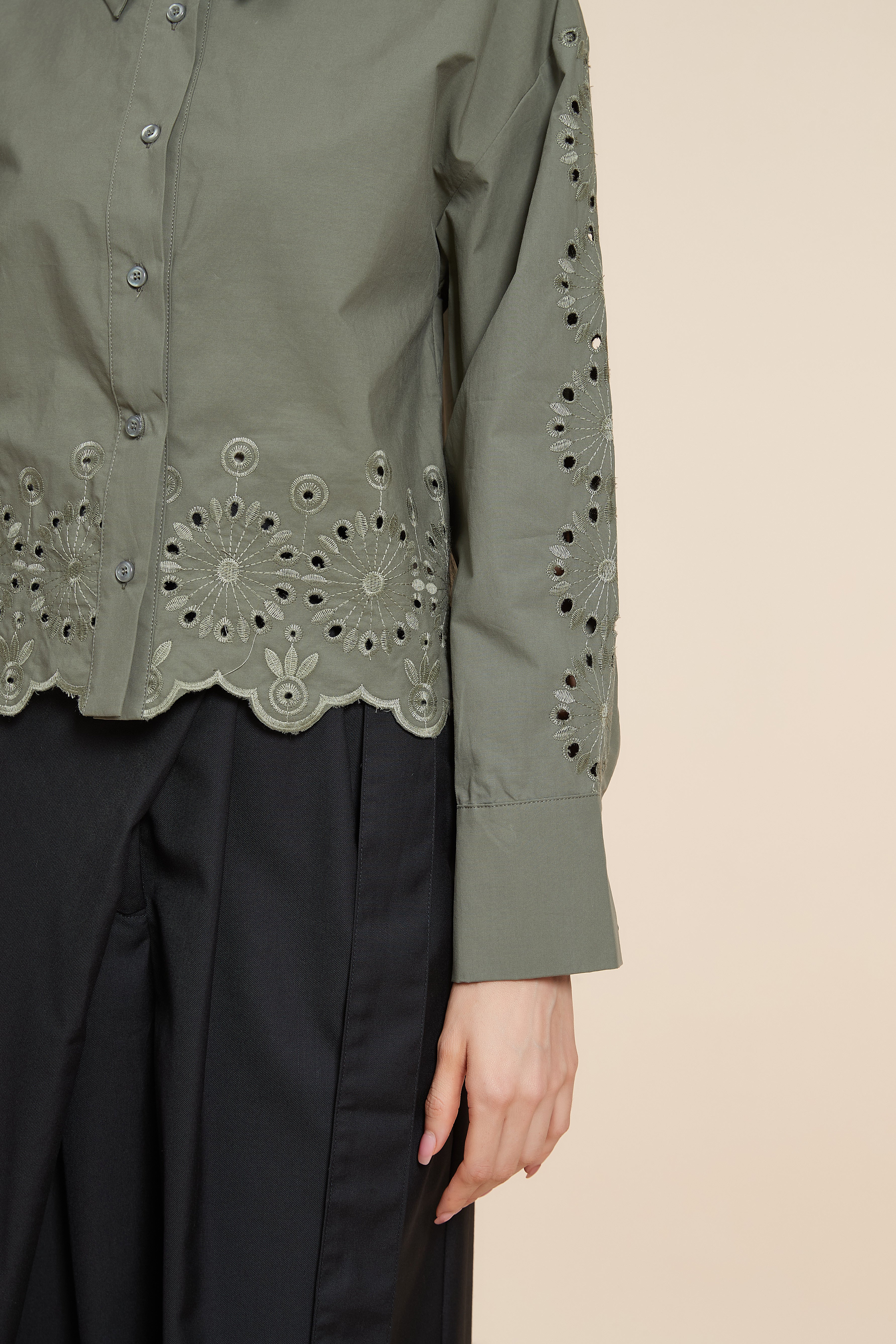 Plain Long Sleeve Short Shirt - Image 8