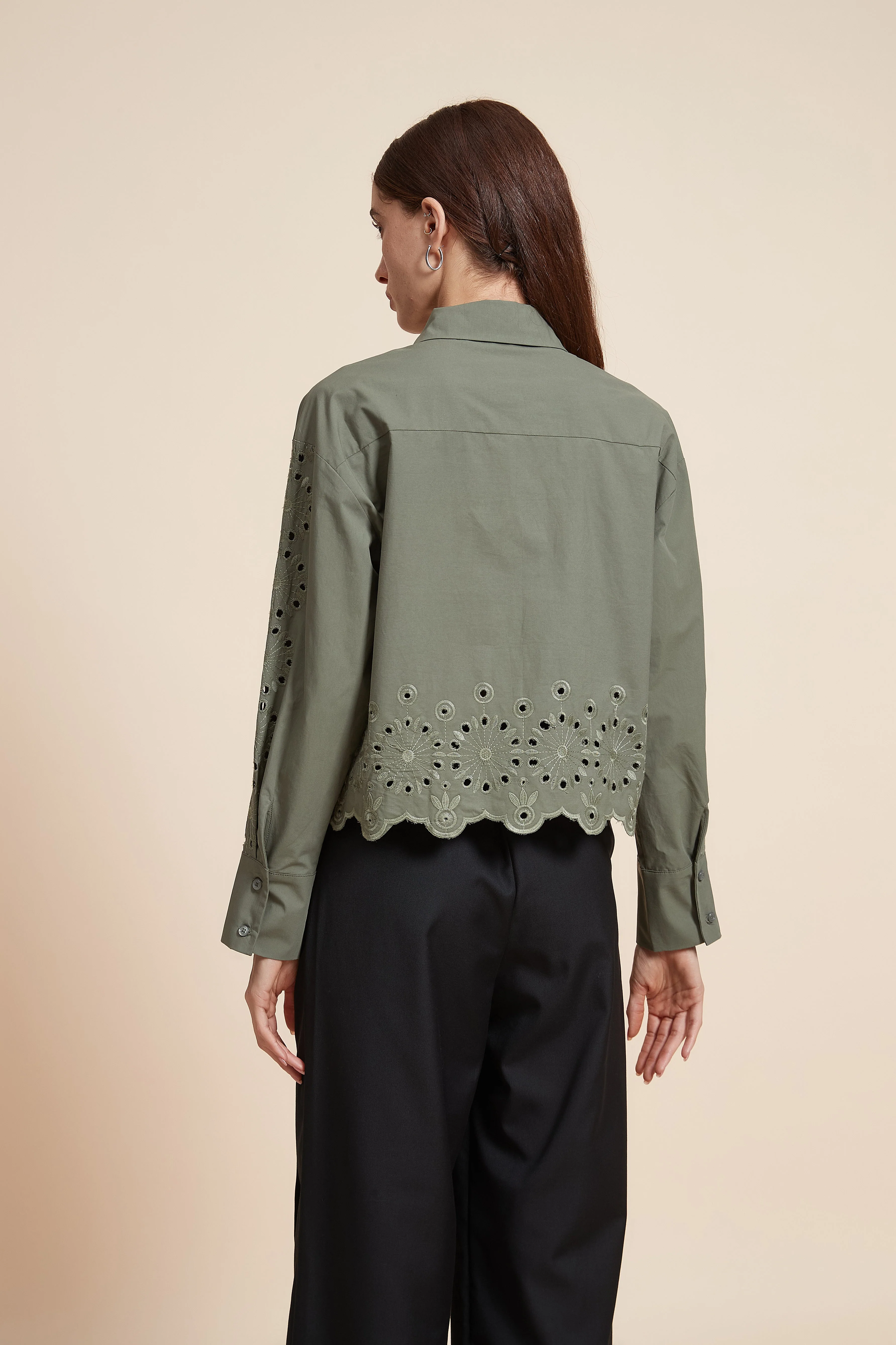 Plain Long Sleeve Short Shirt - Image 9