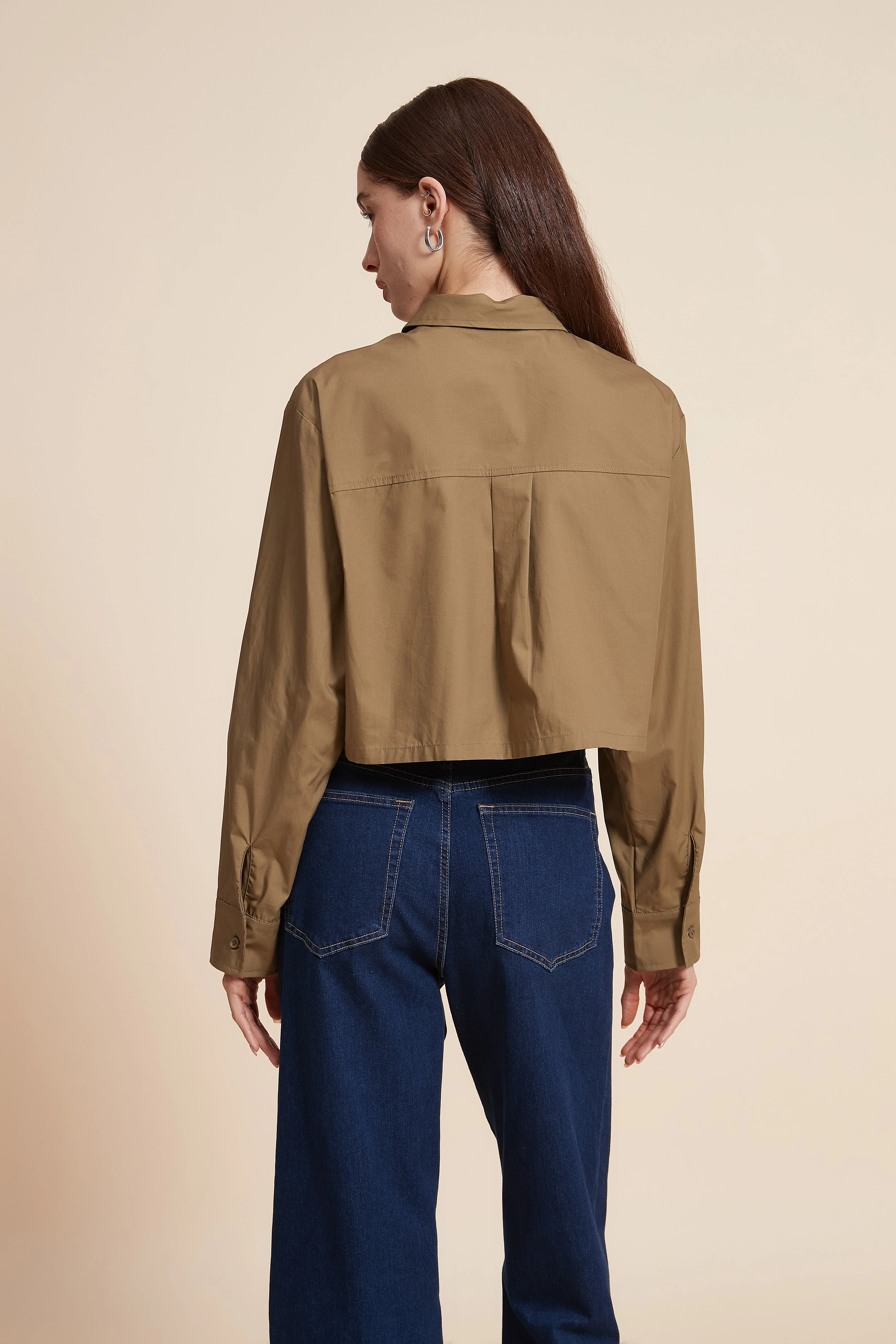 Plain Short Sleeve Blouse with Pockets - Image 7