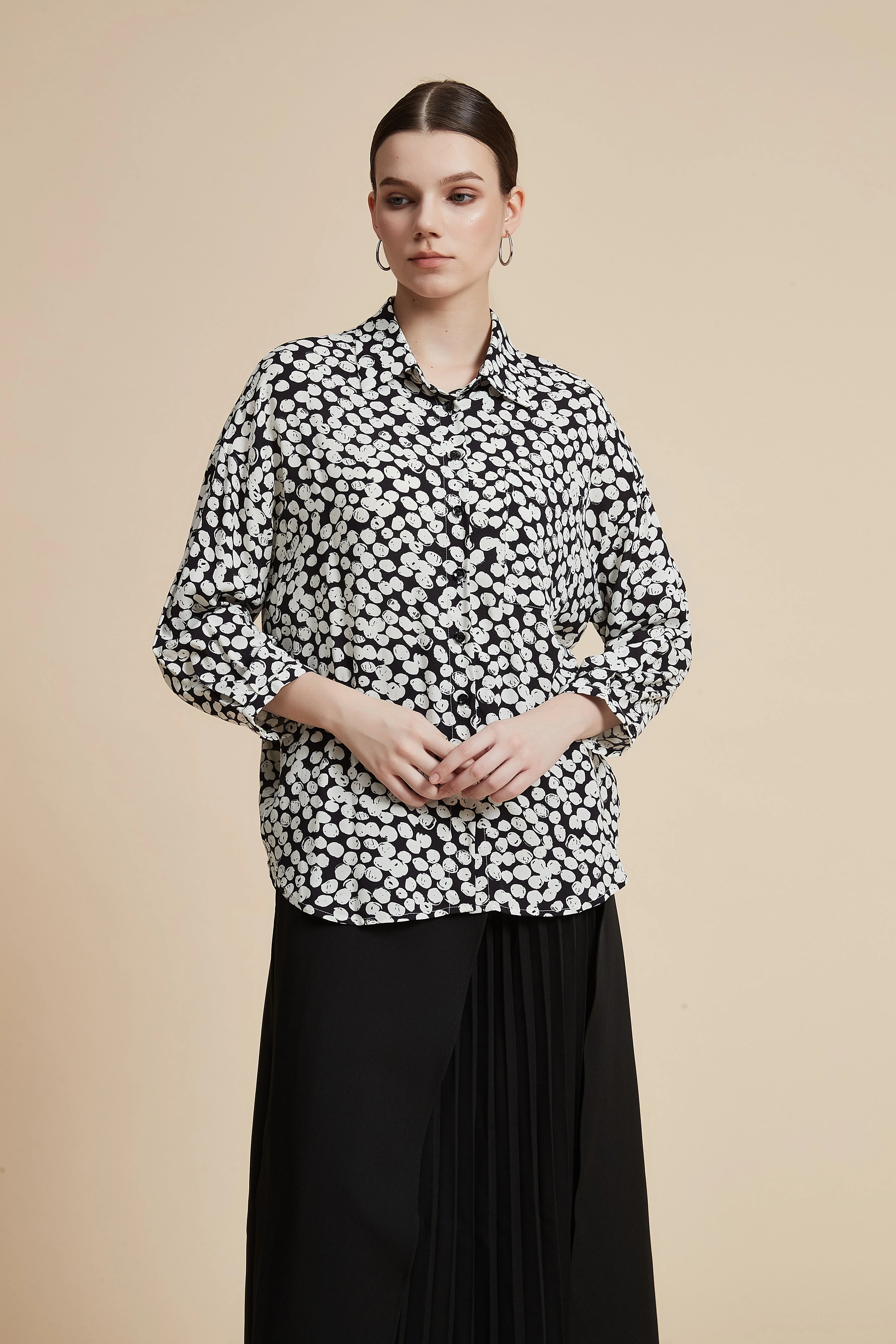 Polyester Long-Sleeved Blouse With A Shirt Collar - Image 2