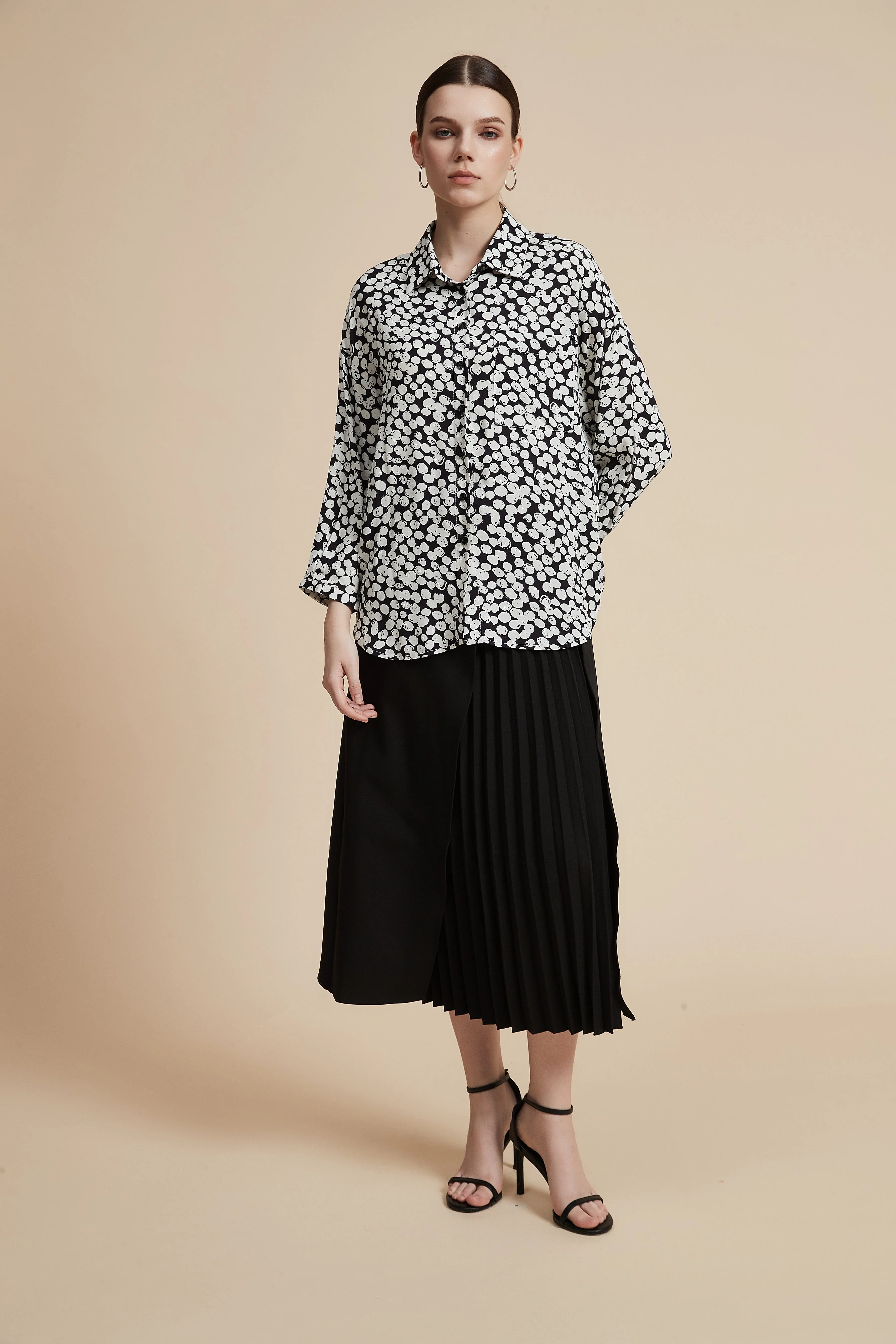 Polyester Long-Sleeved Blouse With A Shirt Collar - Image 3