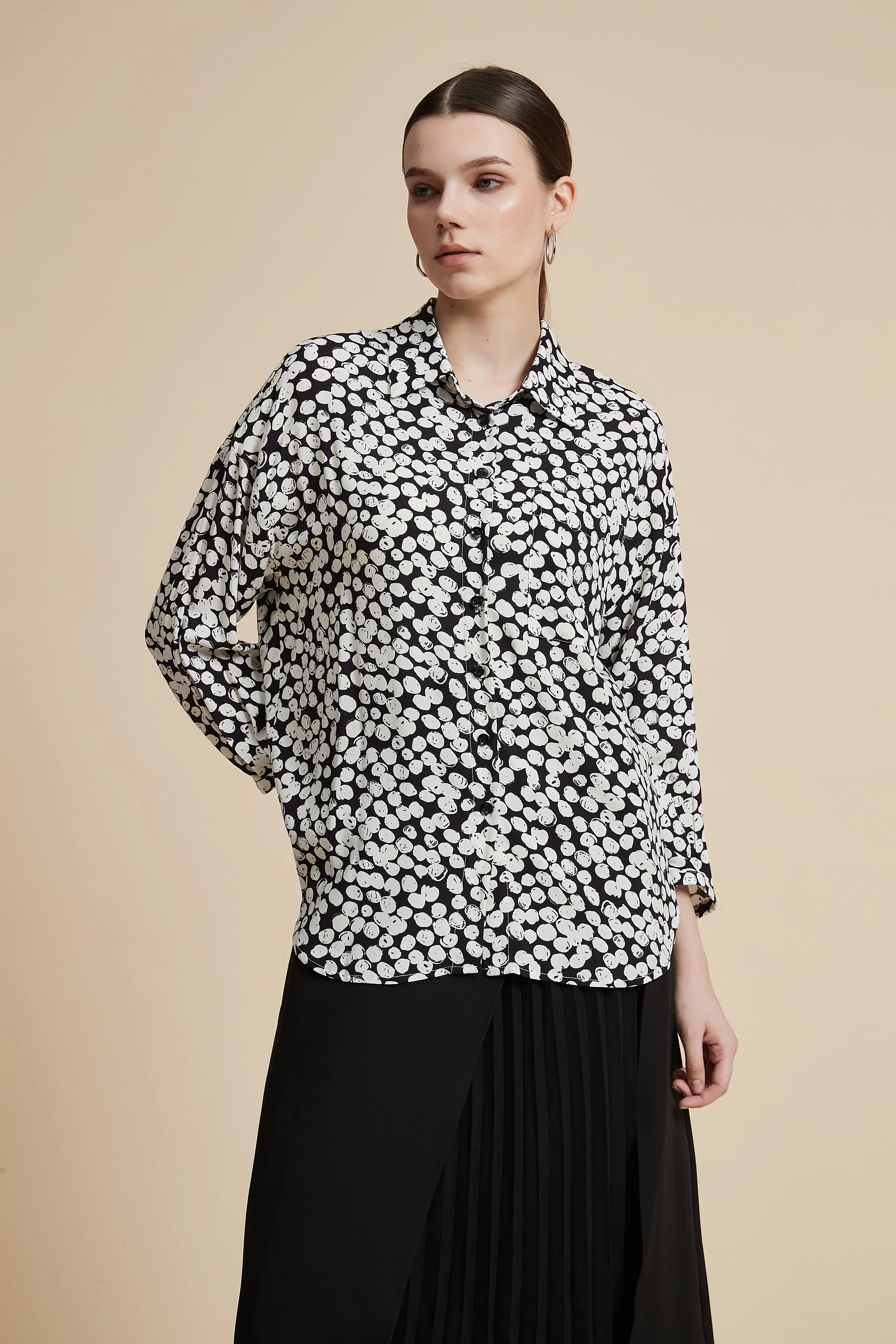Polyester Long-Sleeved Blouse With A Shirt Collar - Image 4