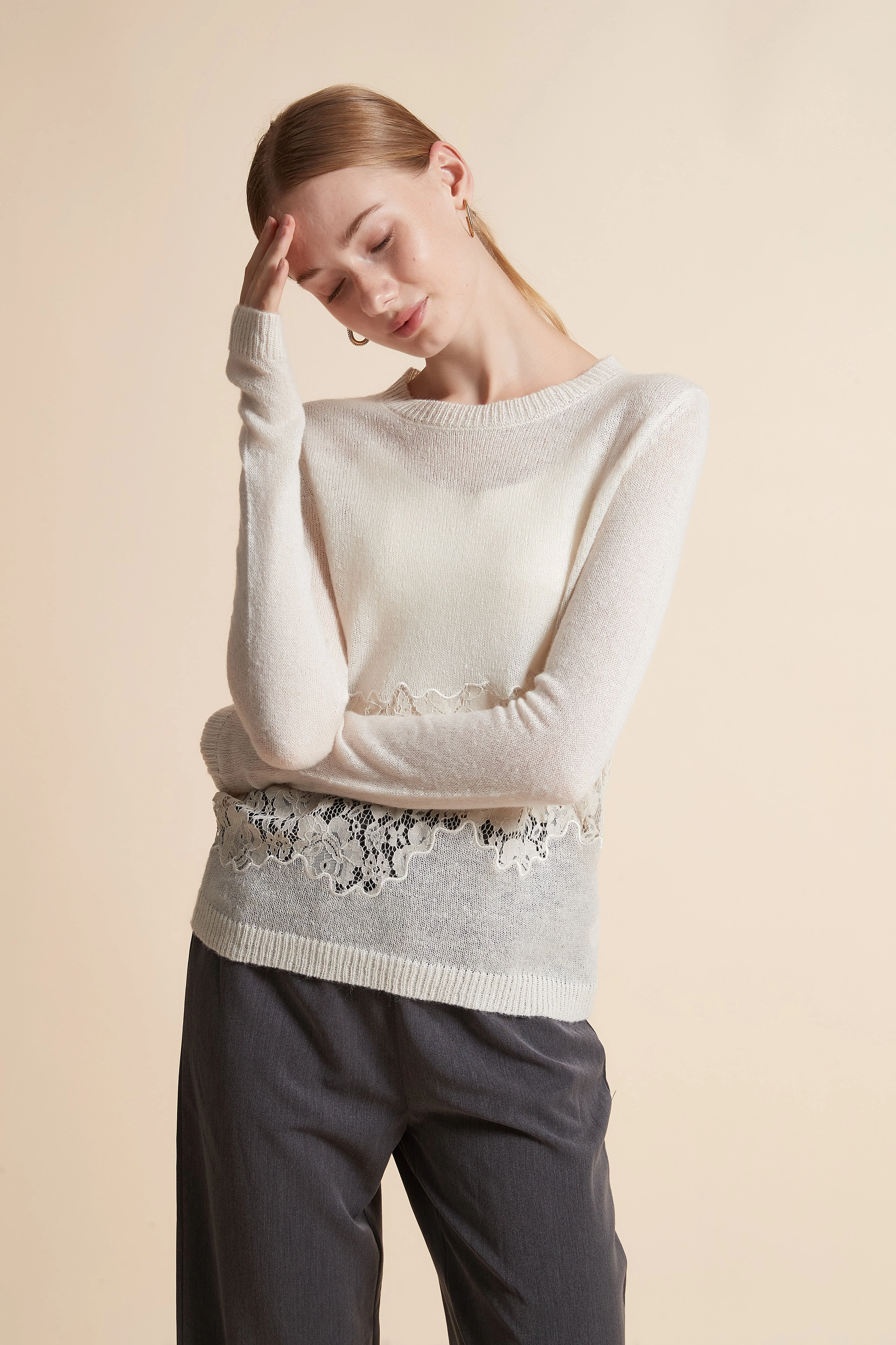 Lace-Trim Long-Sleeve Sweater - Image 6