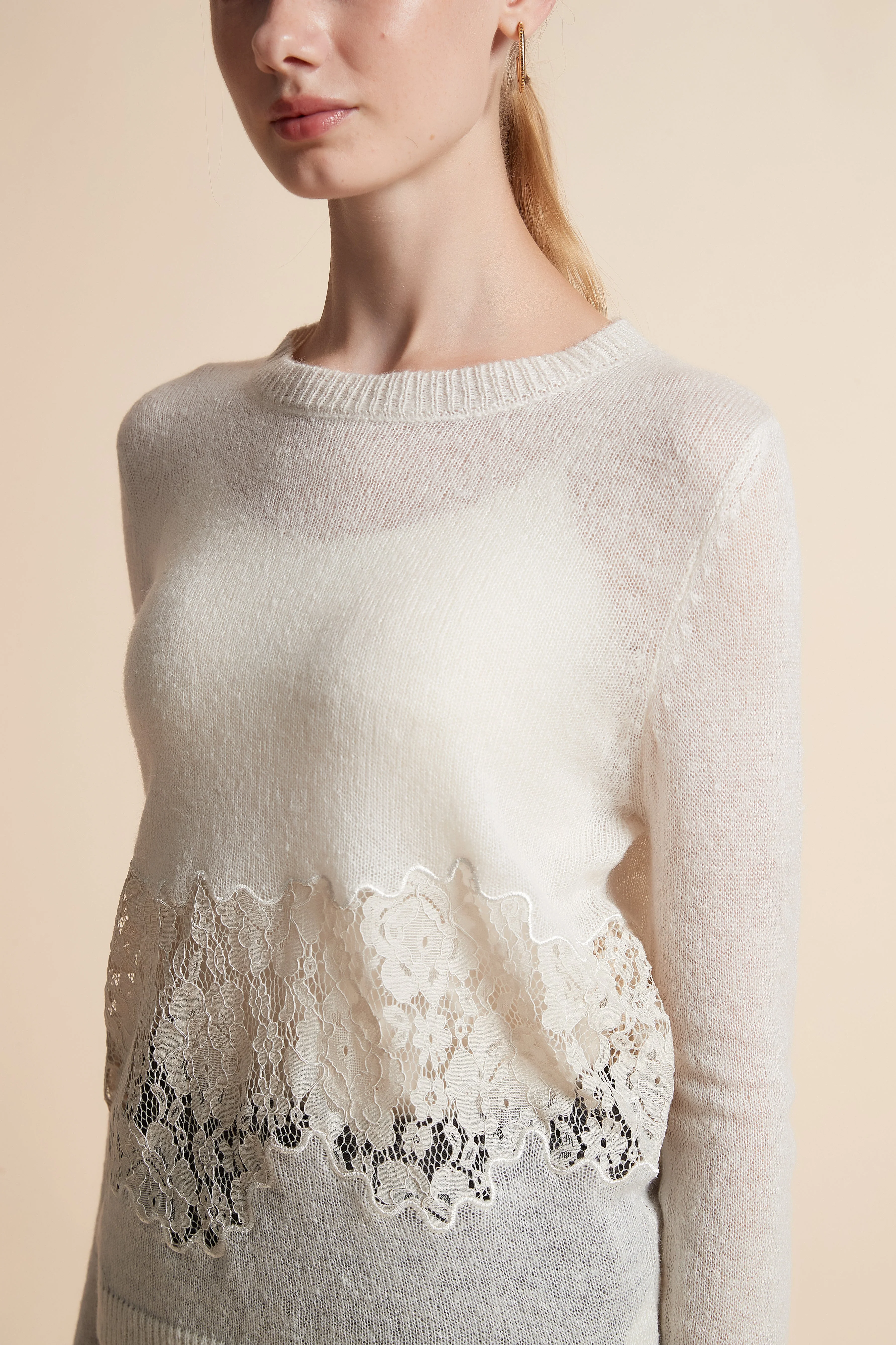 Lace-Trim Long-Sleeve Sweater - Image 7