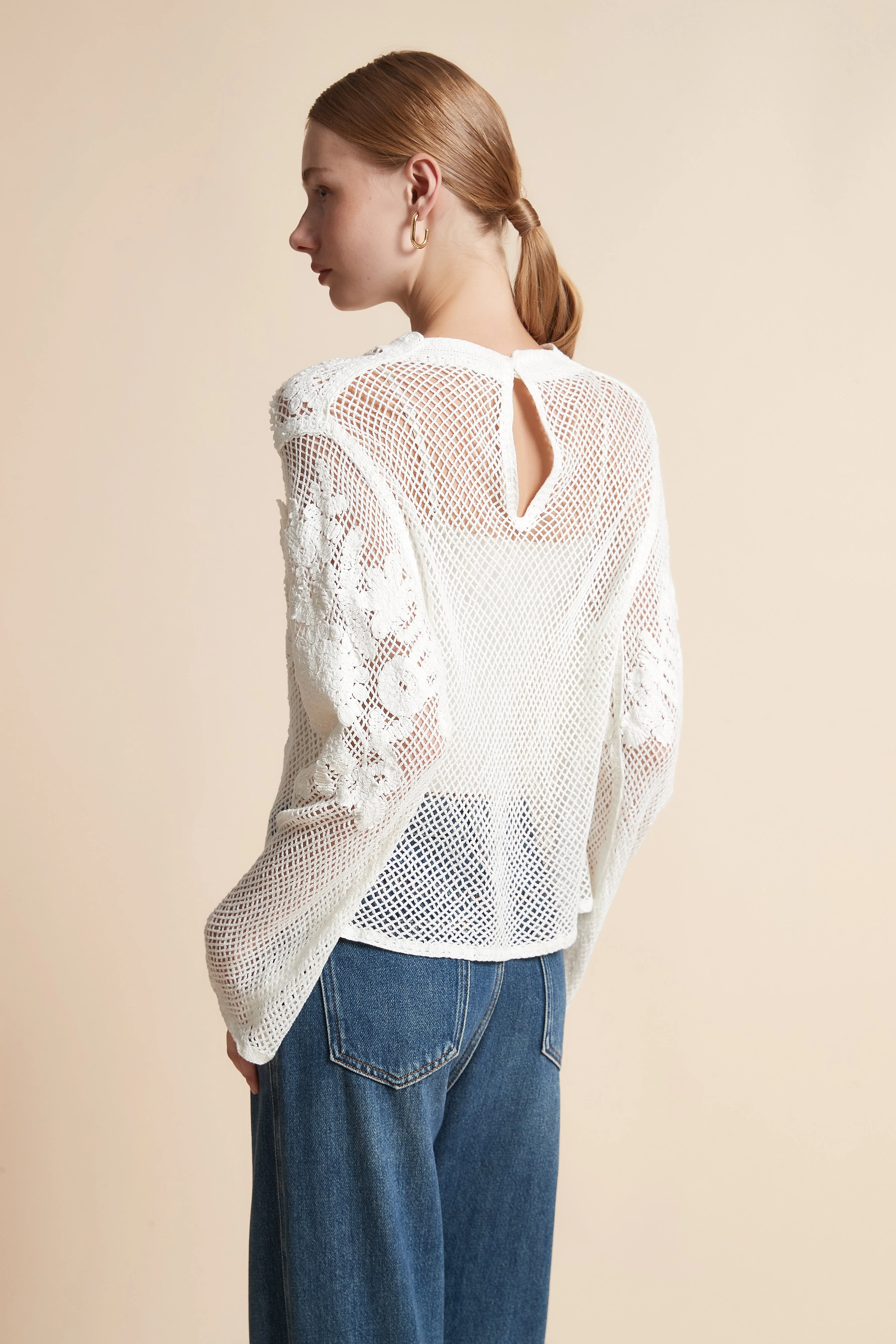 Long-Sleeved Embroidered Rose Top - Image 7