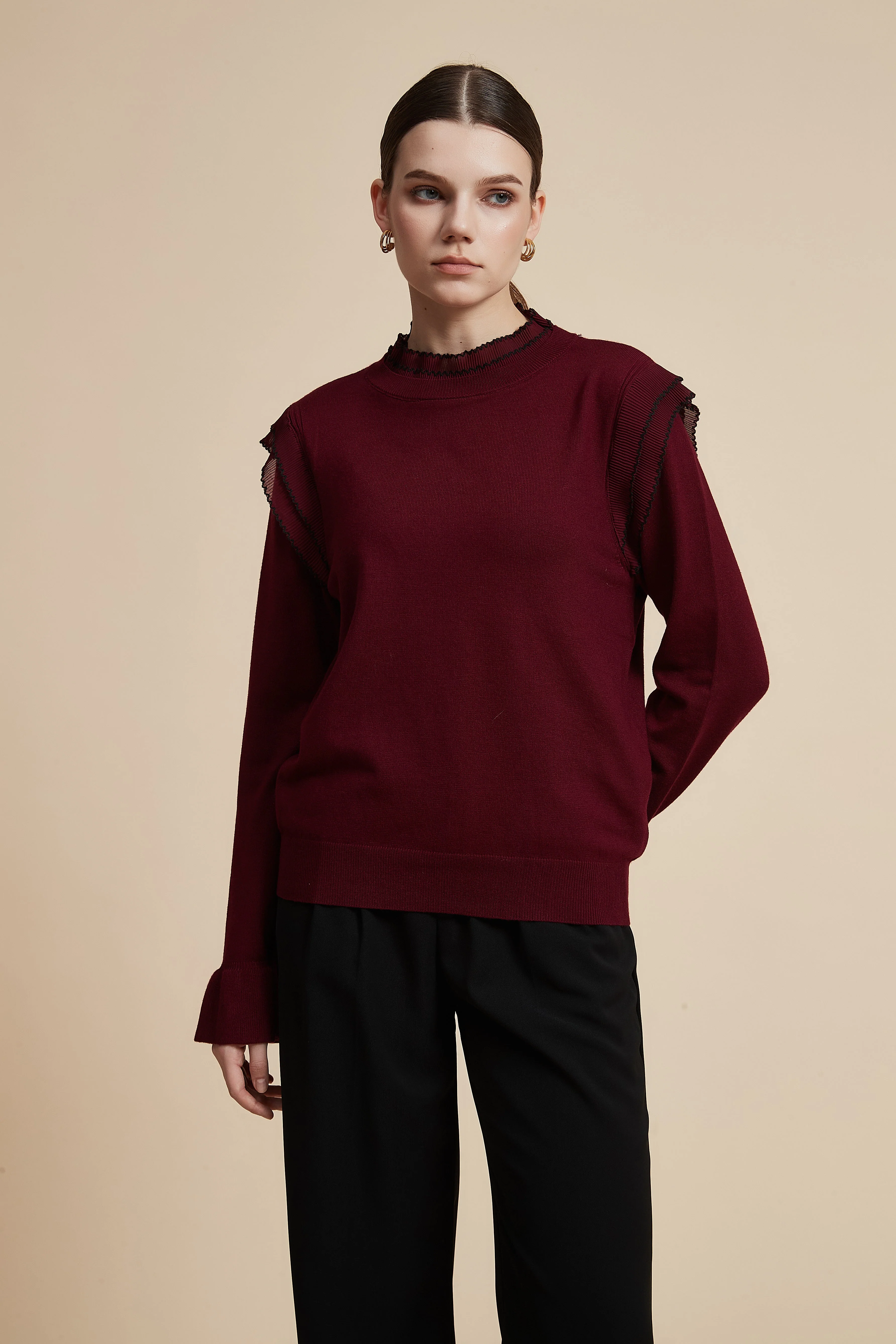 Solid Long Sleeve Cropped Sweater