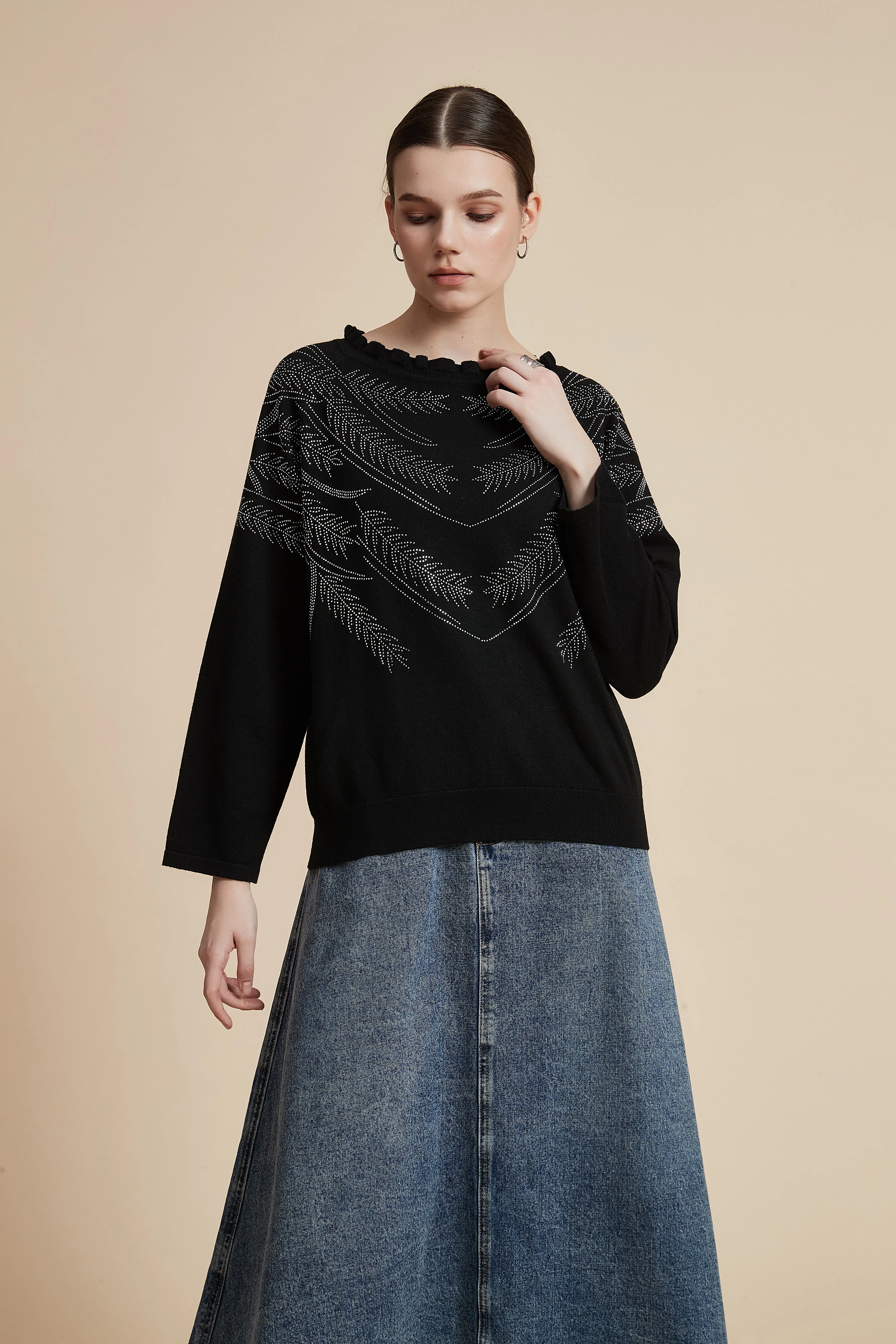 Long Sleeve Embellished Sweater