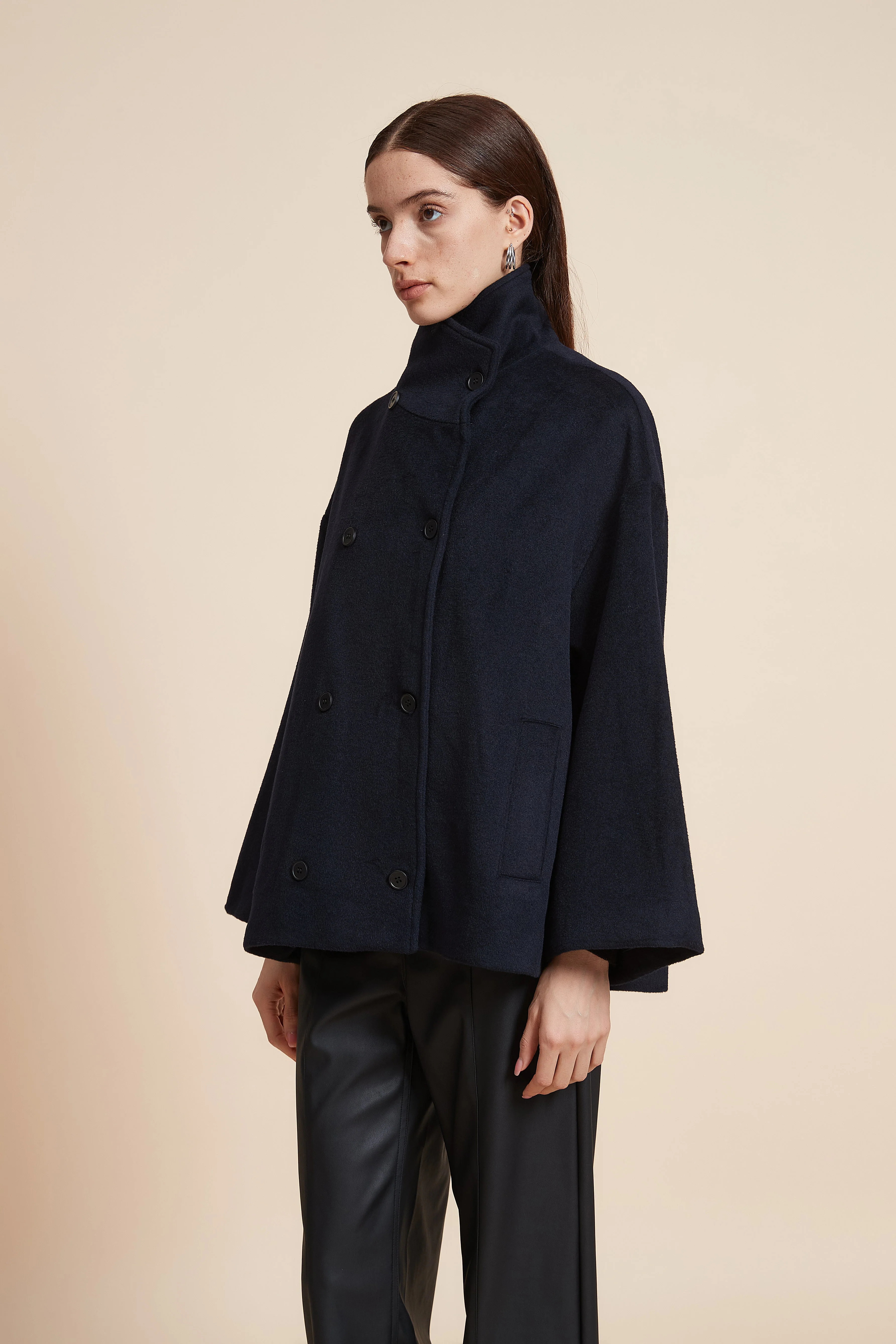 Plain Short Jacket With Wide Sleeves - Image 2