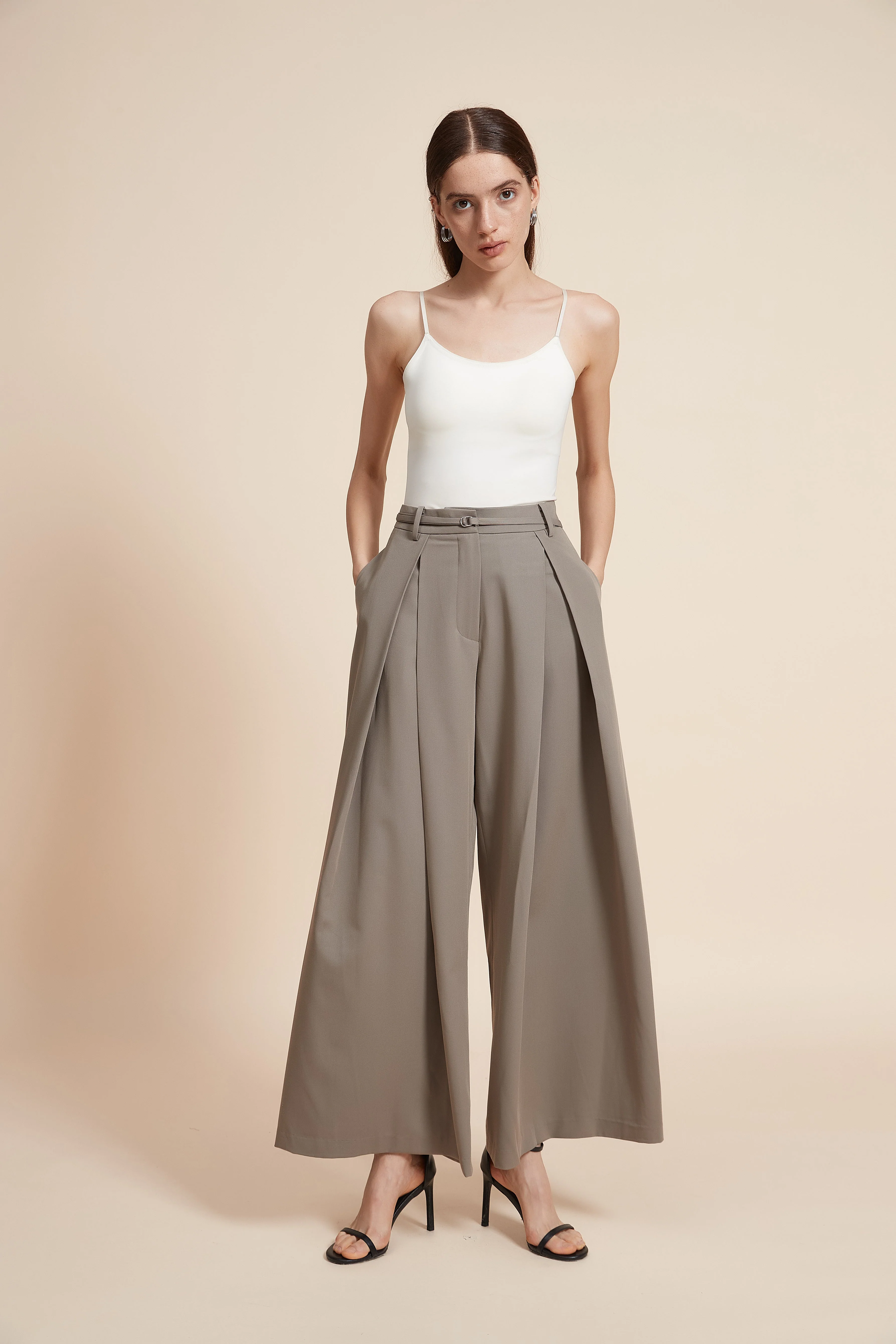 Wide Leg Plain Trousers