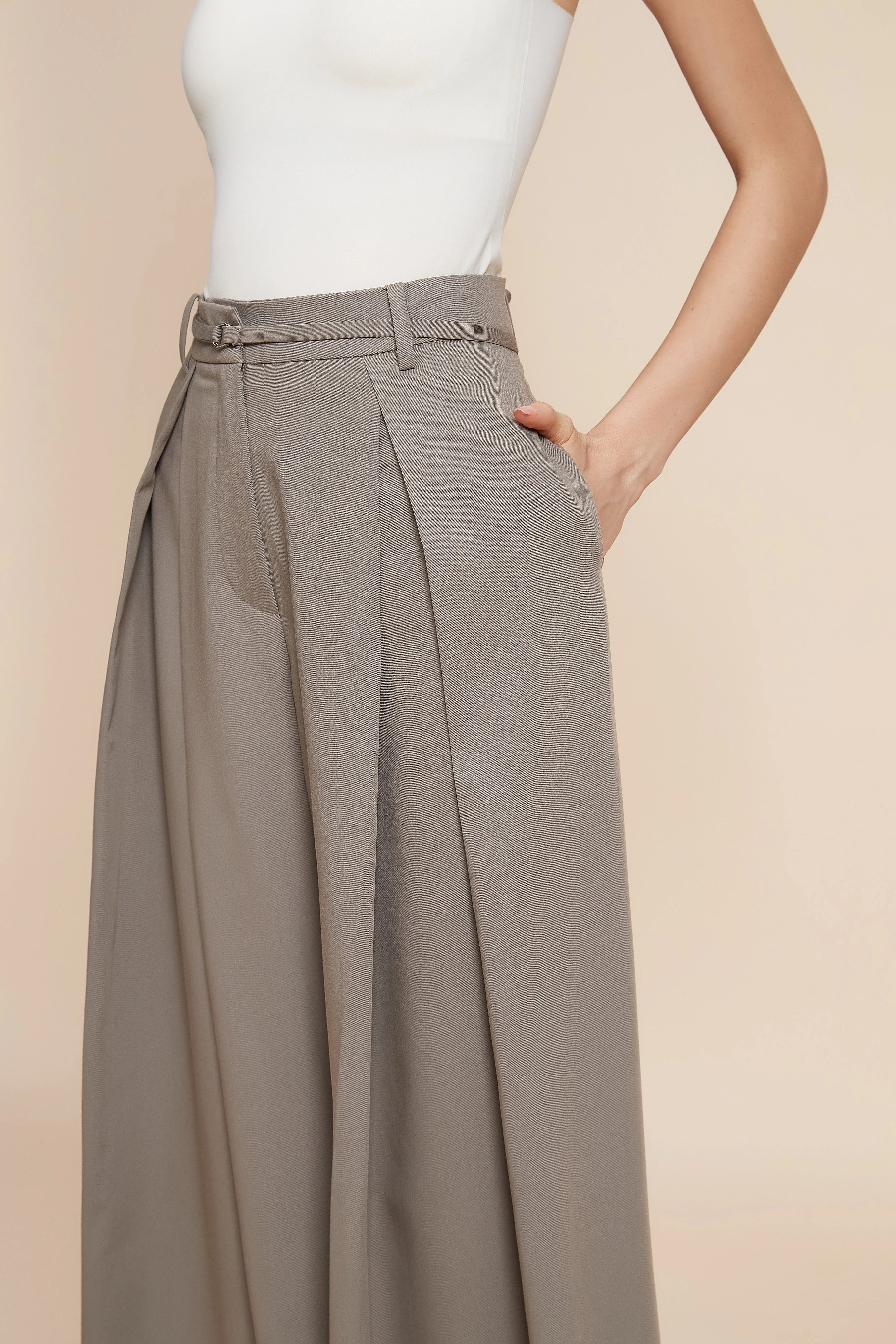 Wide Leg Plain Trousers - Image 5