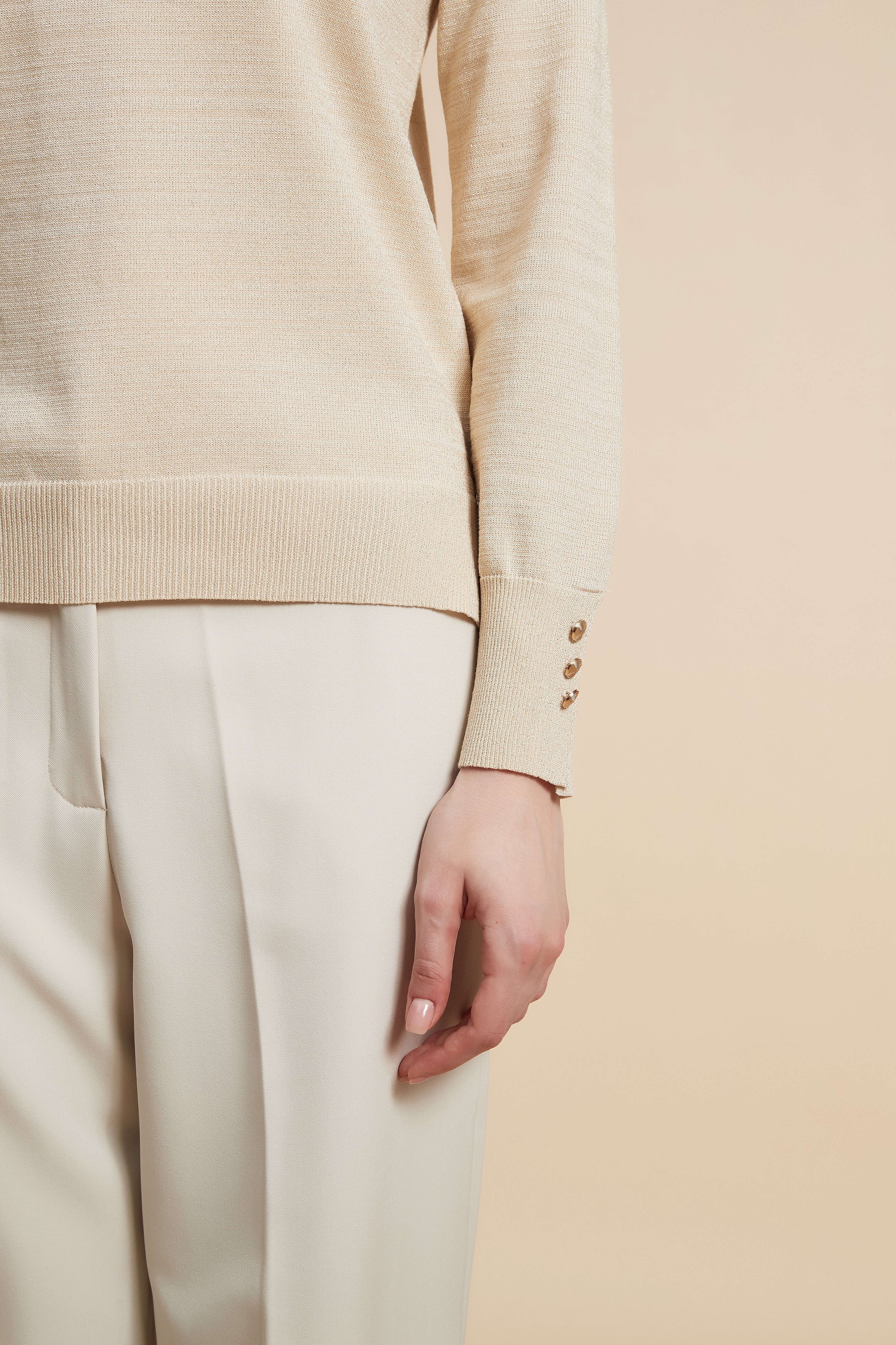 Solid Long Sleeve High Neck Sweater - Image 4