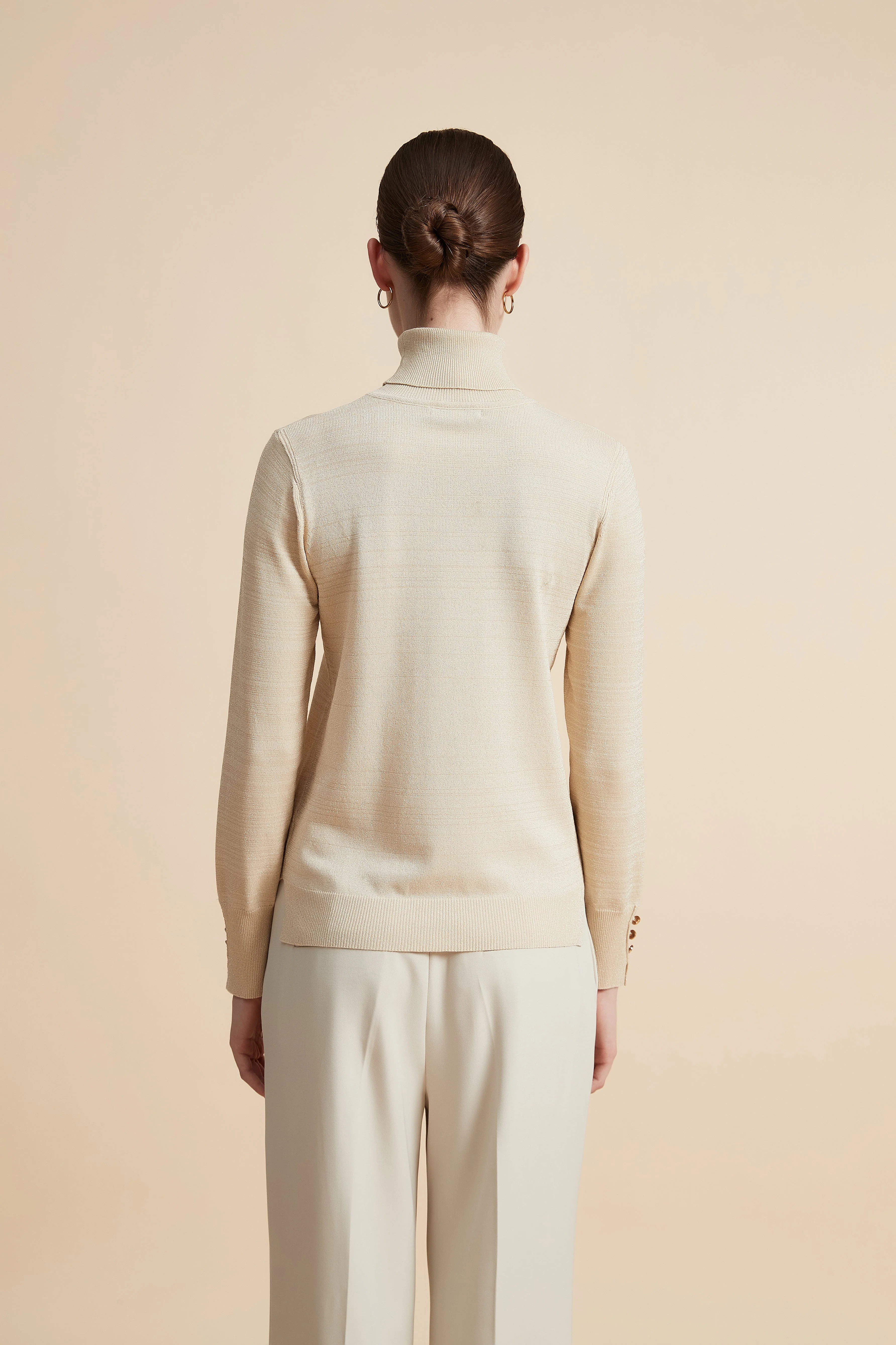 Solid Long Sleeve High Neck Sweater - Image 5
