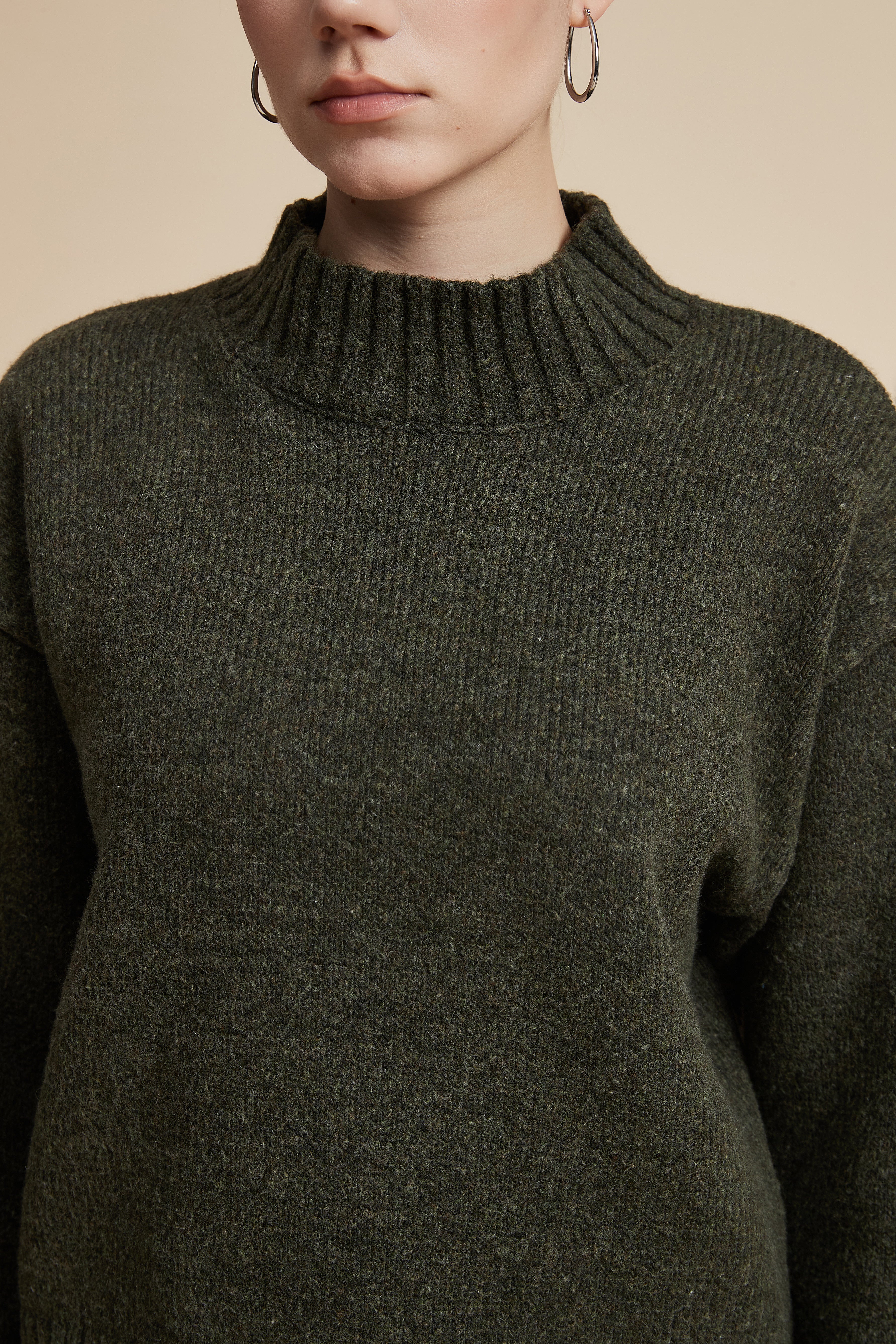Solid Long Sleeve Waist-Length Sweater - Image 5