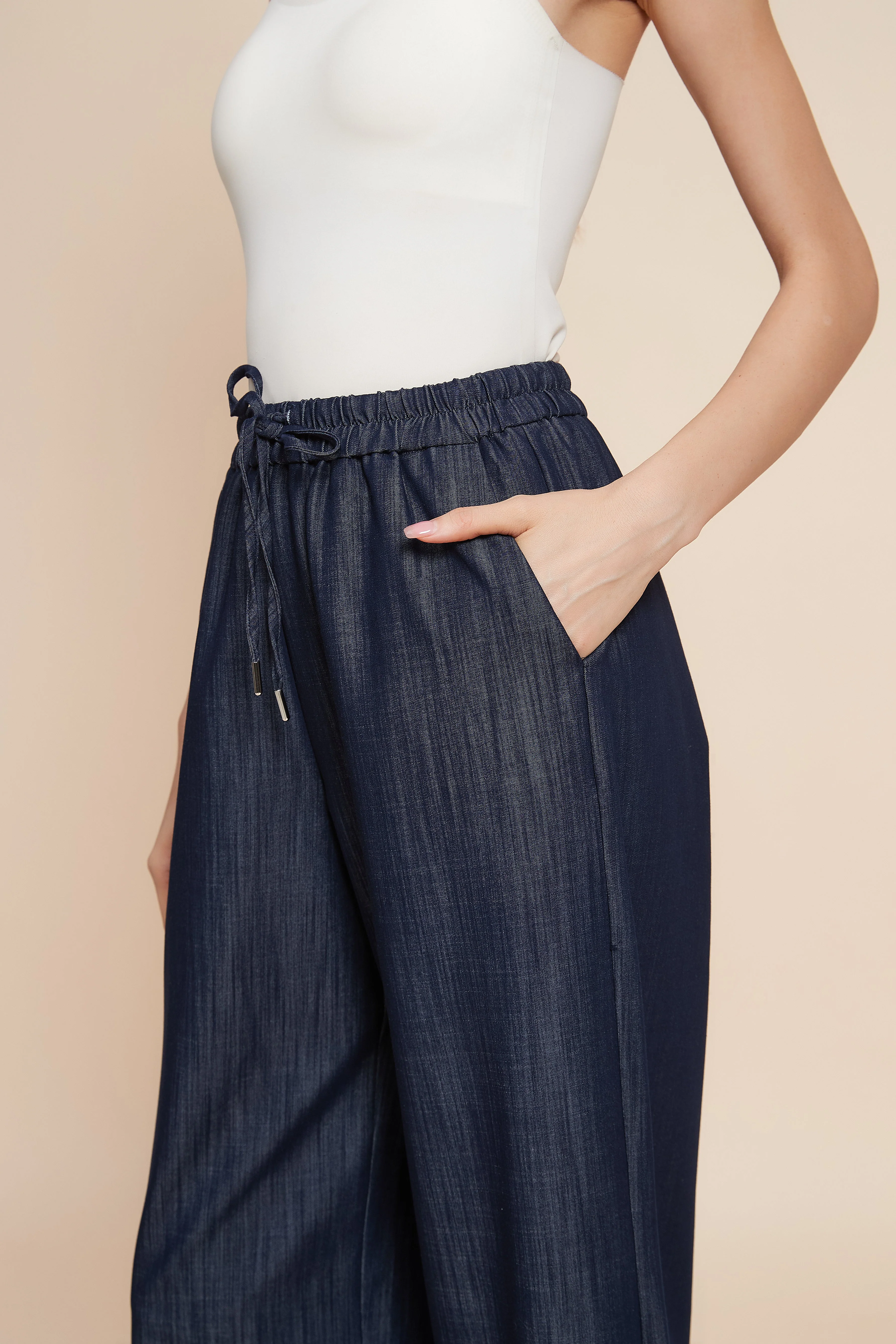 Plain Wide-Leg Long Pants - Image 5
