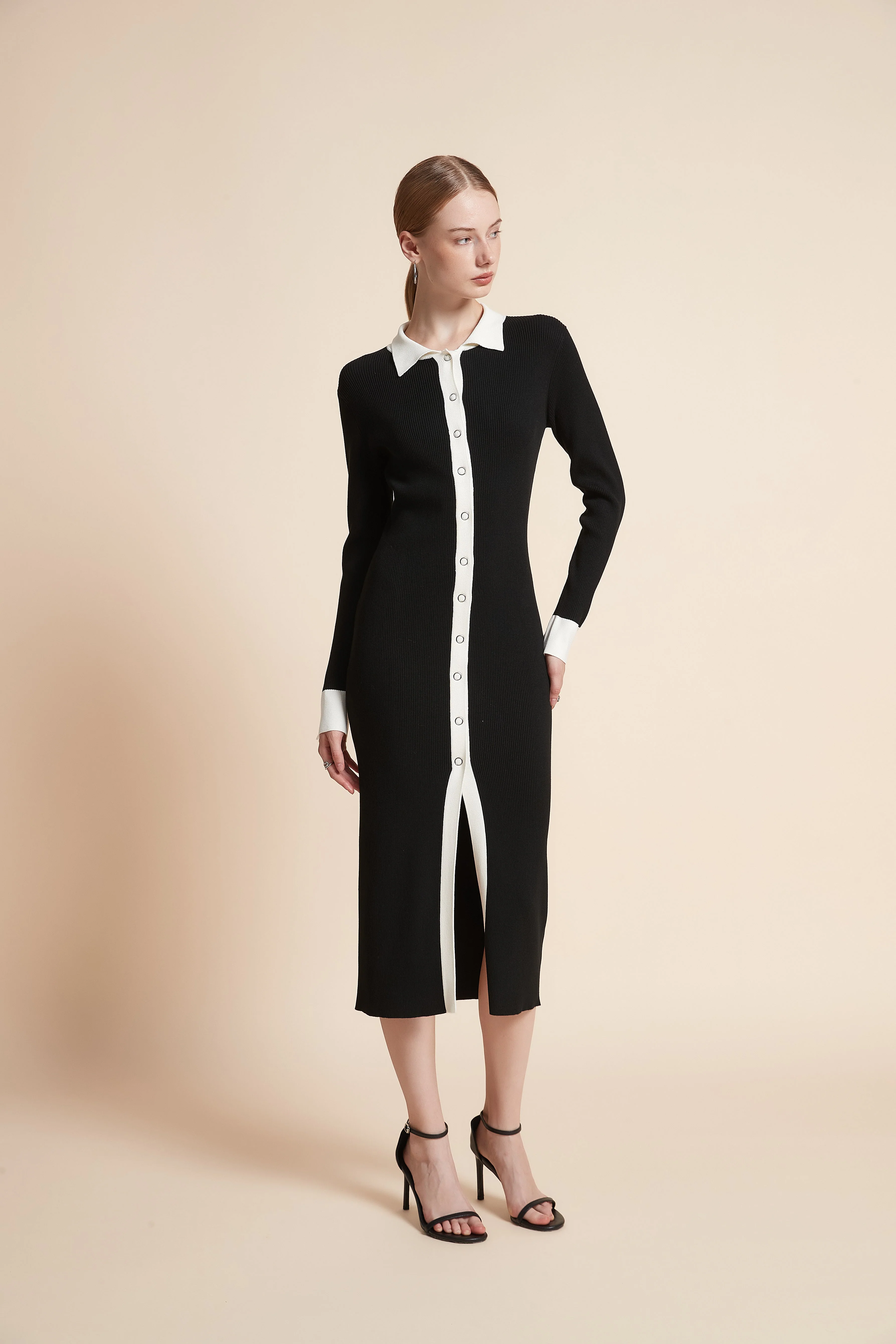 Midi Ribbed Front-Slit Dress - Image 2