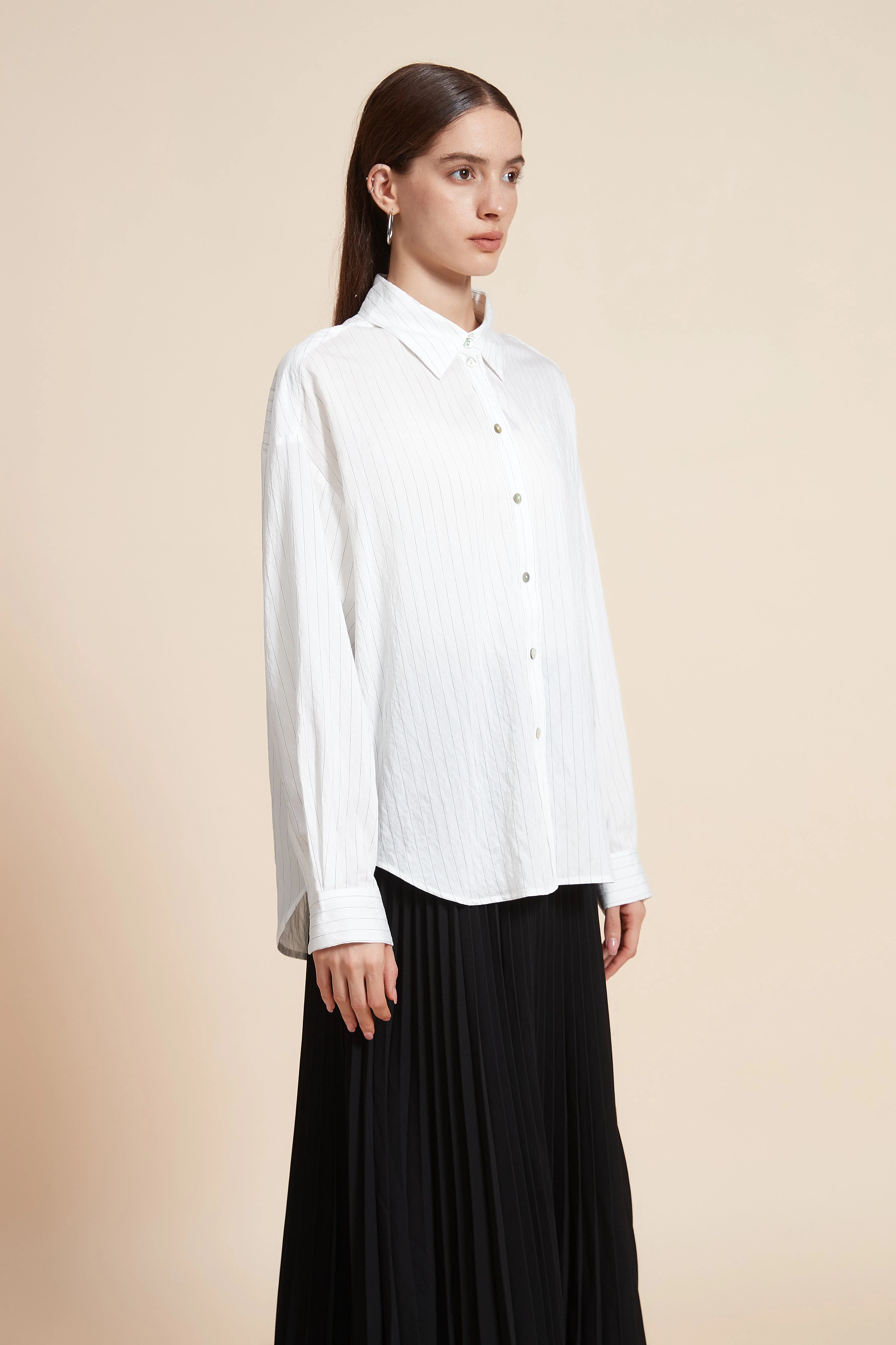Plain Long-Sleeved Blouse - Image 3