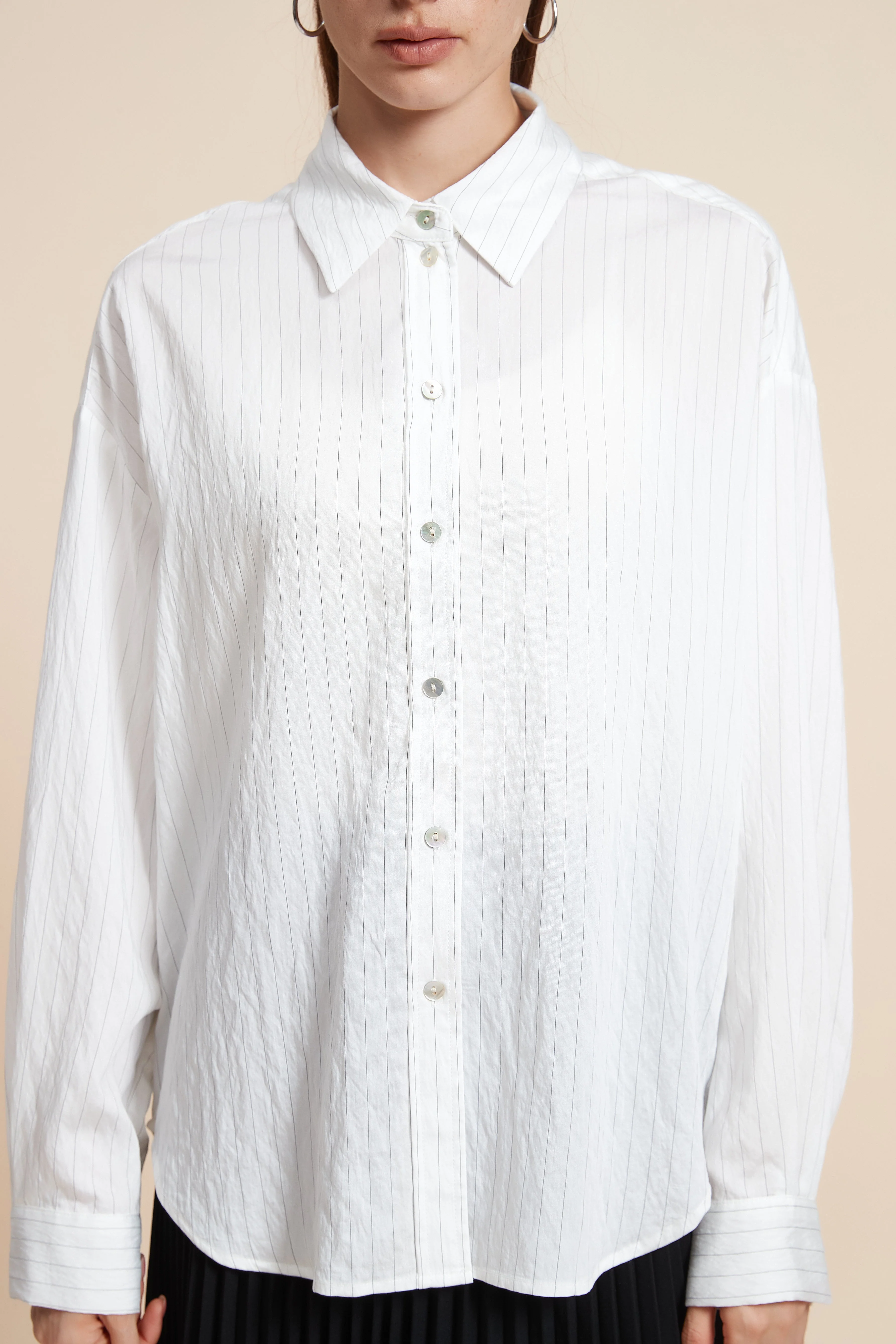 Plain Long-Sleeved Blouse - Image 5