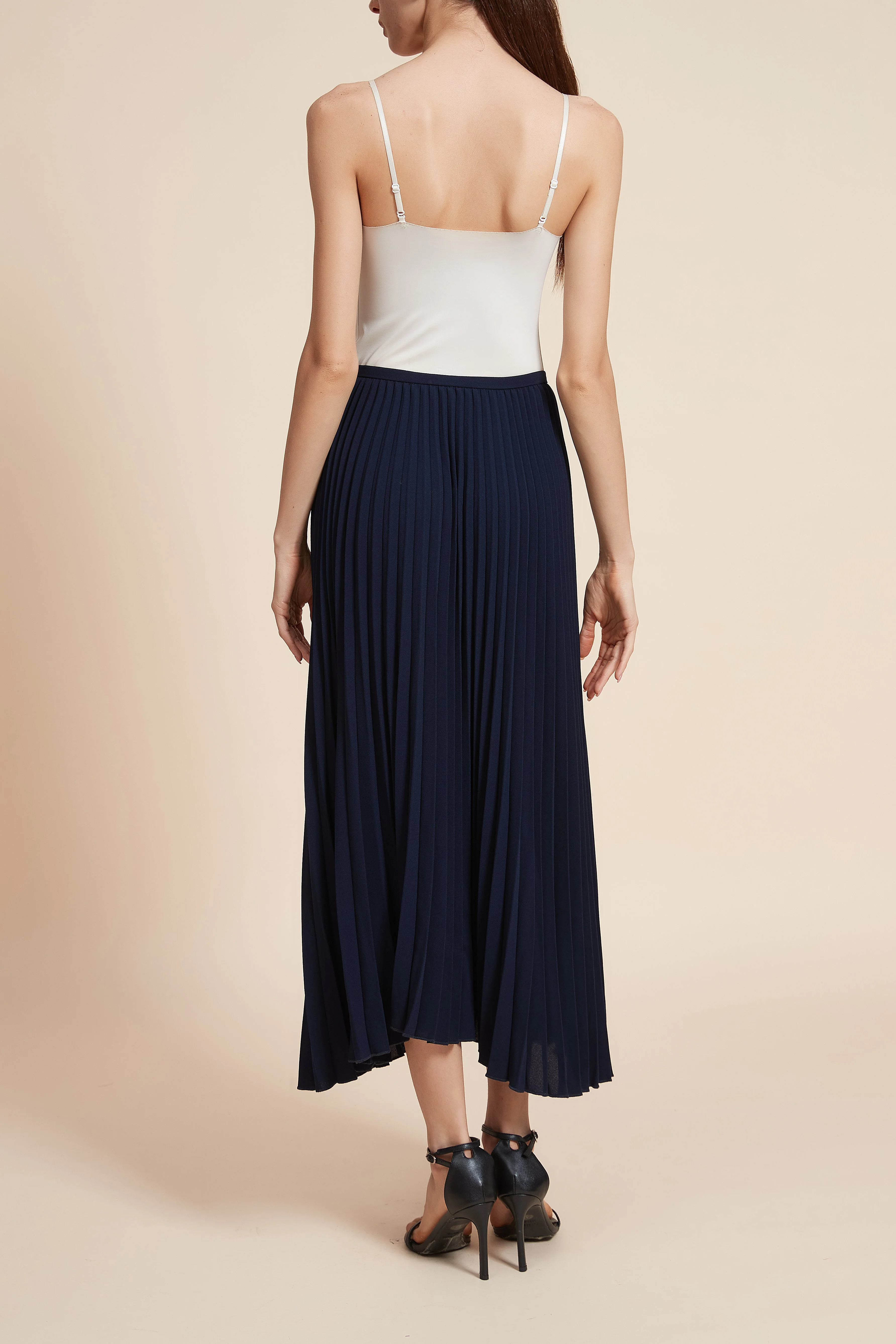 Plain Pleated Midi Skirt - Image 6