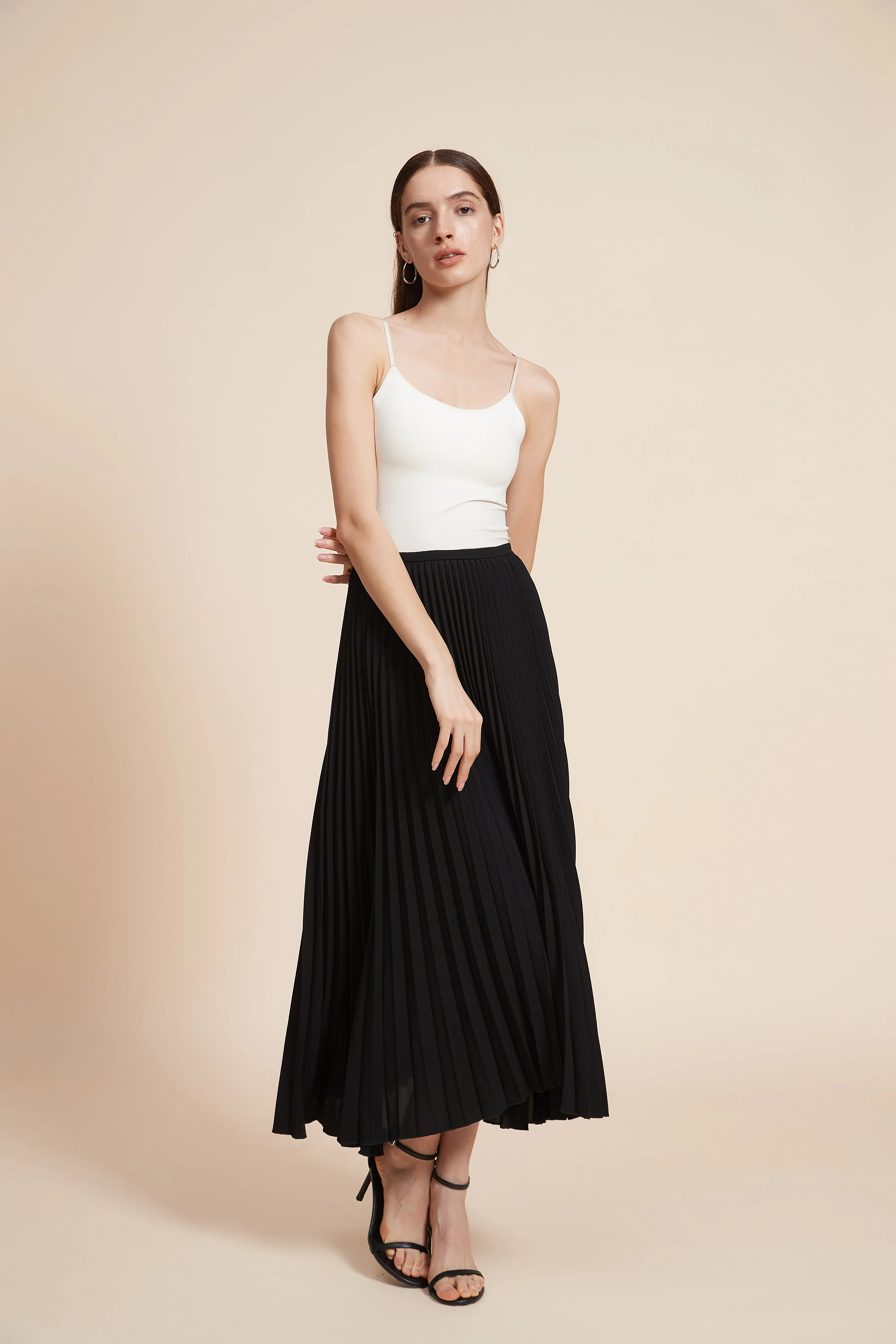 Plain Pleated Midi Skirt - Image 8