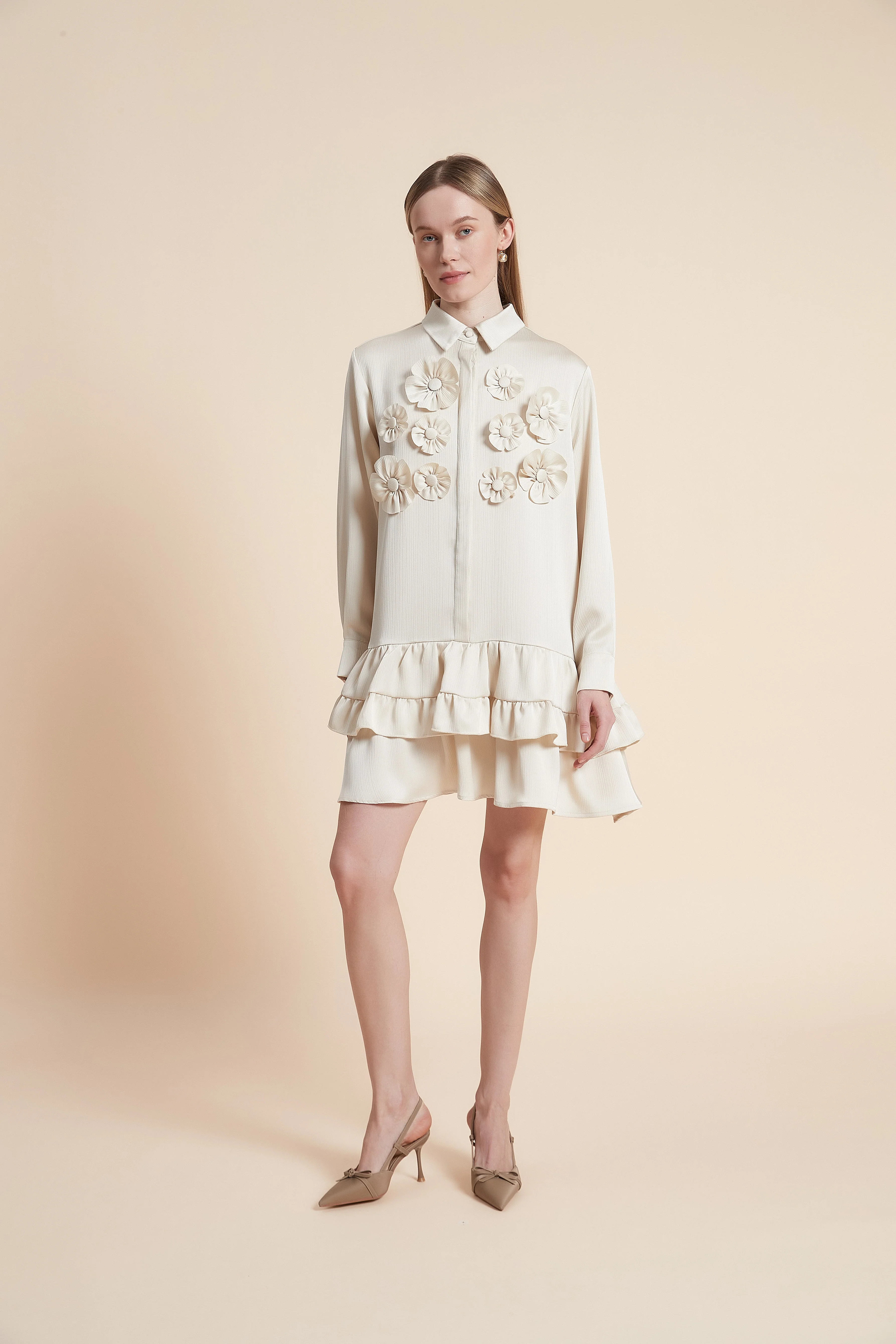 Long Sleeve Ruffled Mini Dress