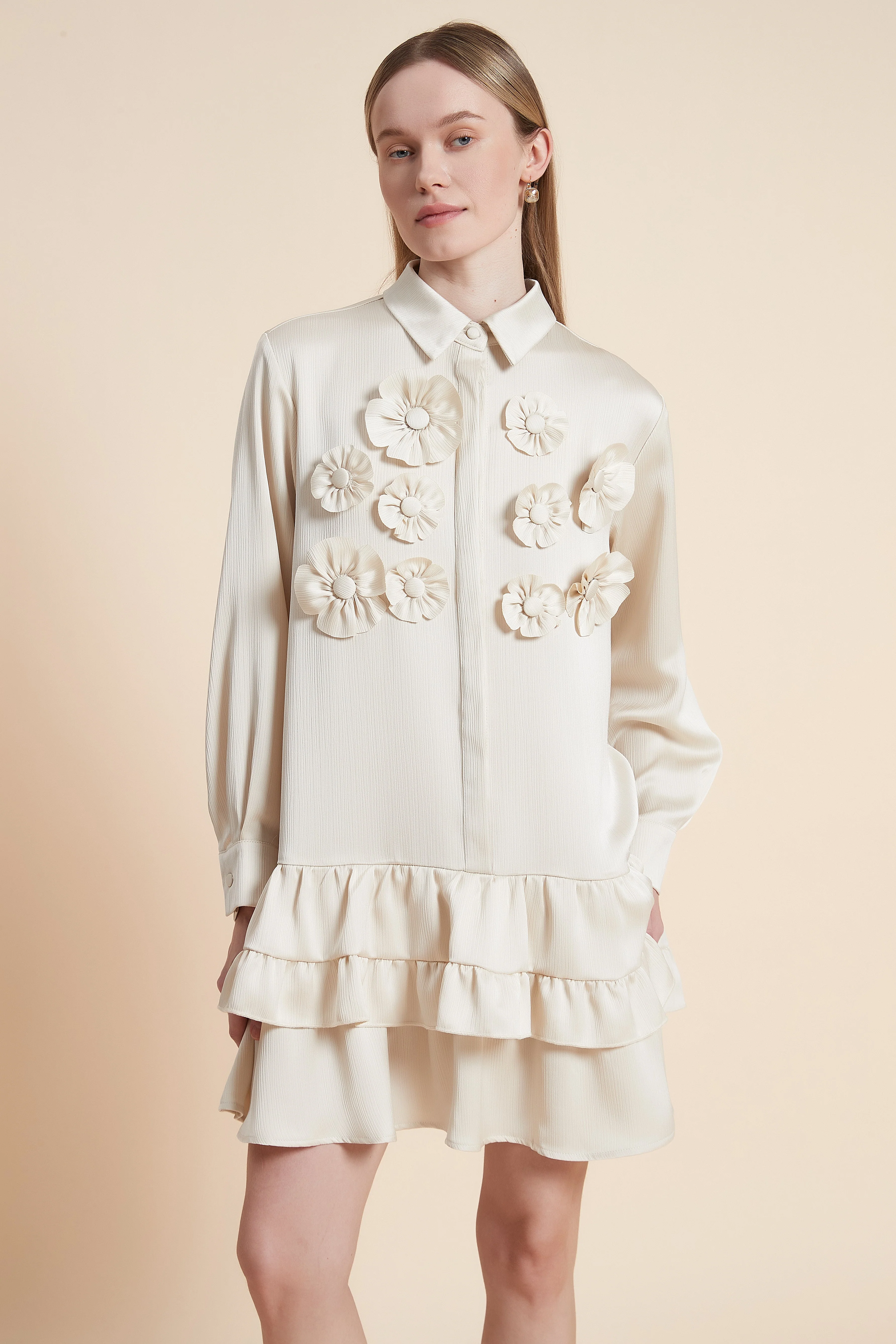 Long Sleeve Ruffled Mini Dress - Image 4