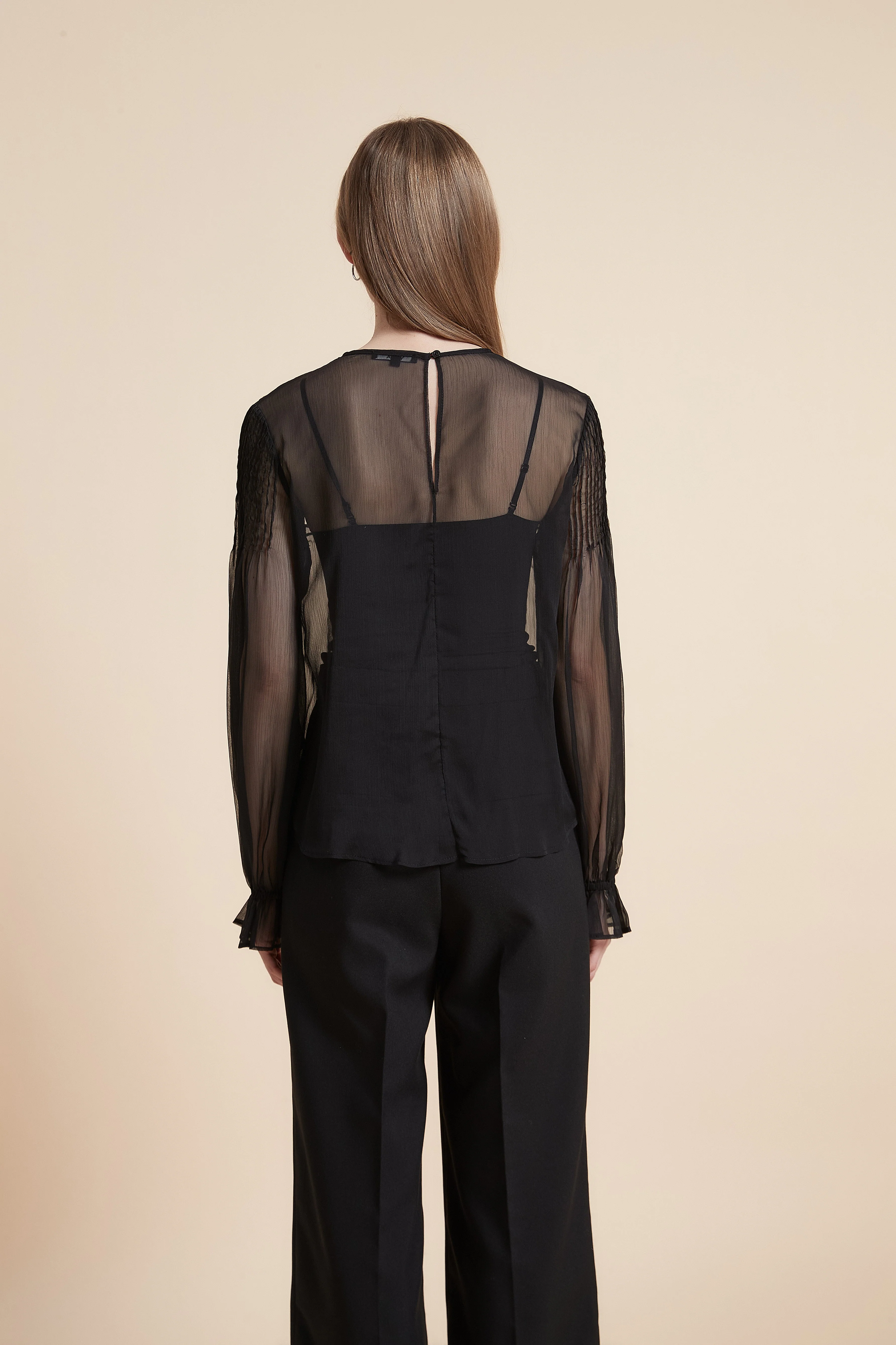 Plain Long Sleeve Embroidered Waist Top - Image 9