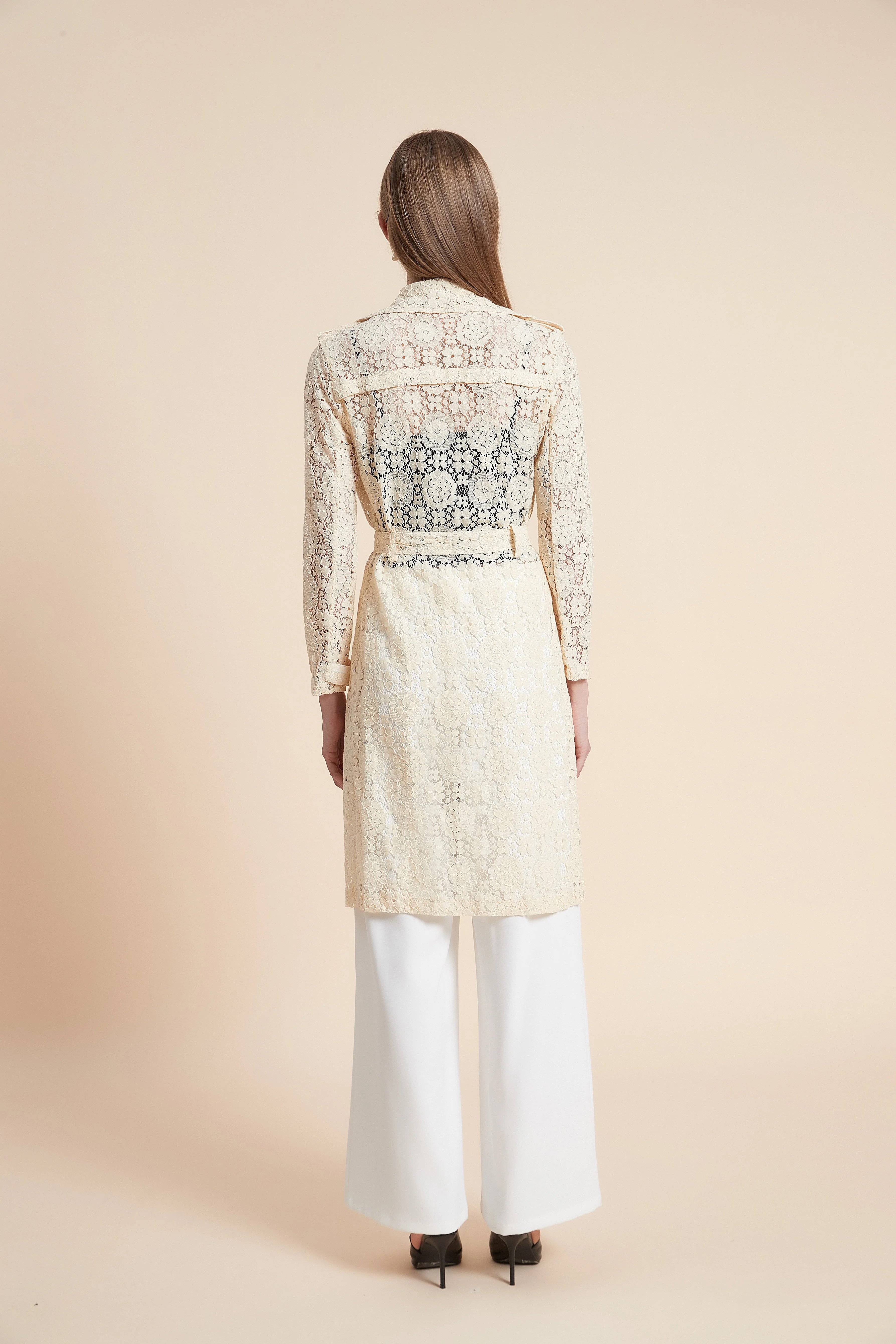 Long Sleeve Lace Cardigan with Knee Length - Image 4