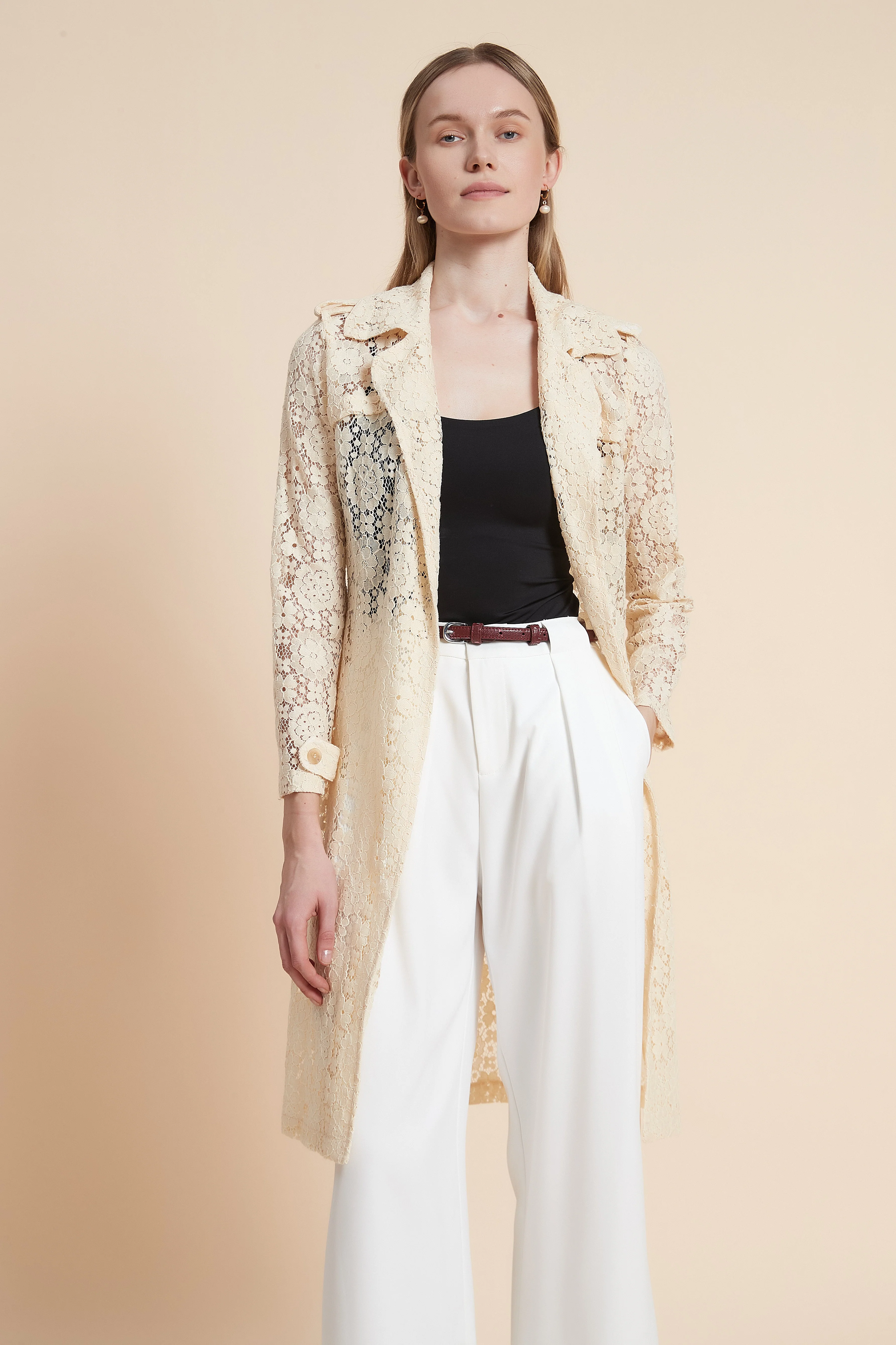 Long Sleeve Lace Cardigan with Knee Length - Image 6
