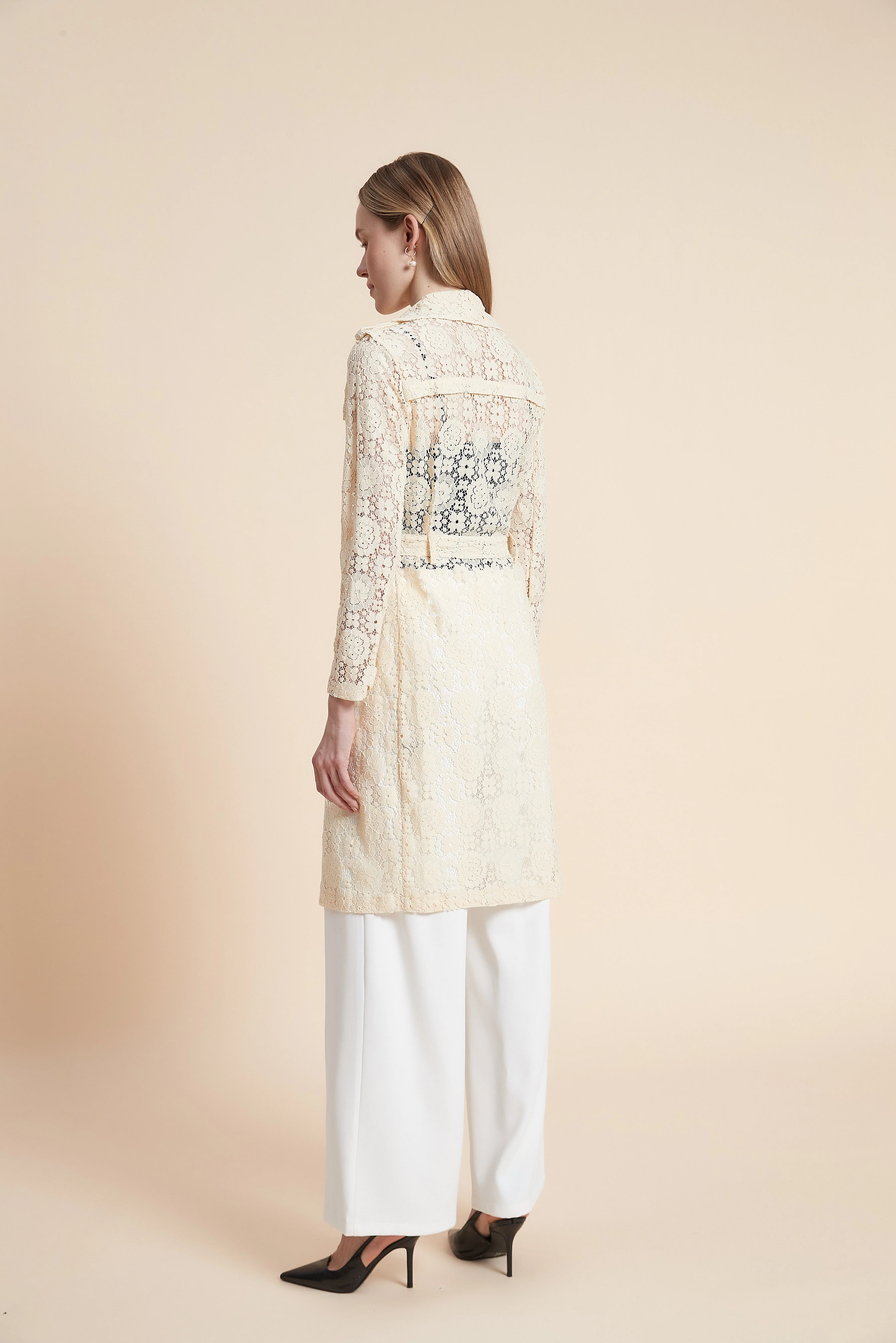 Long Sleeve Lace Cardigan with Knee Length - Image 9