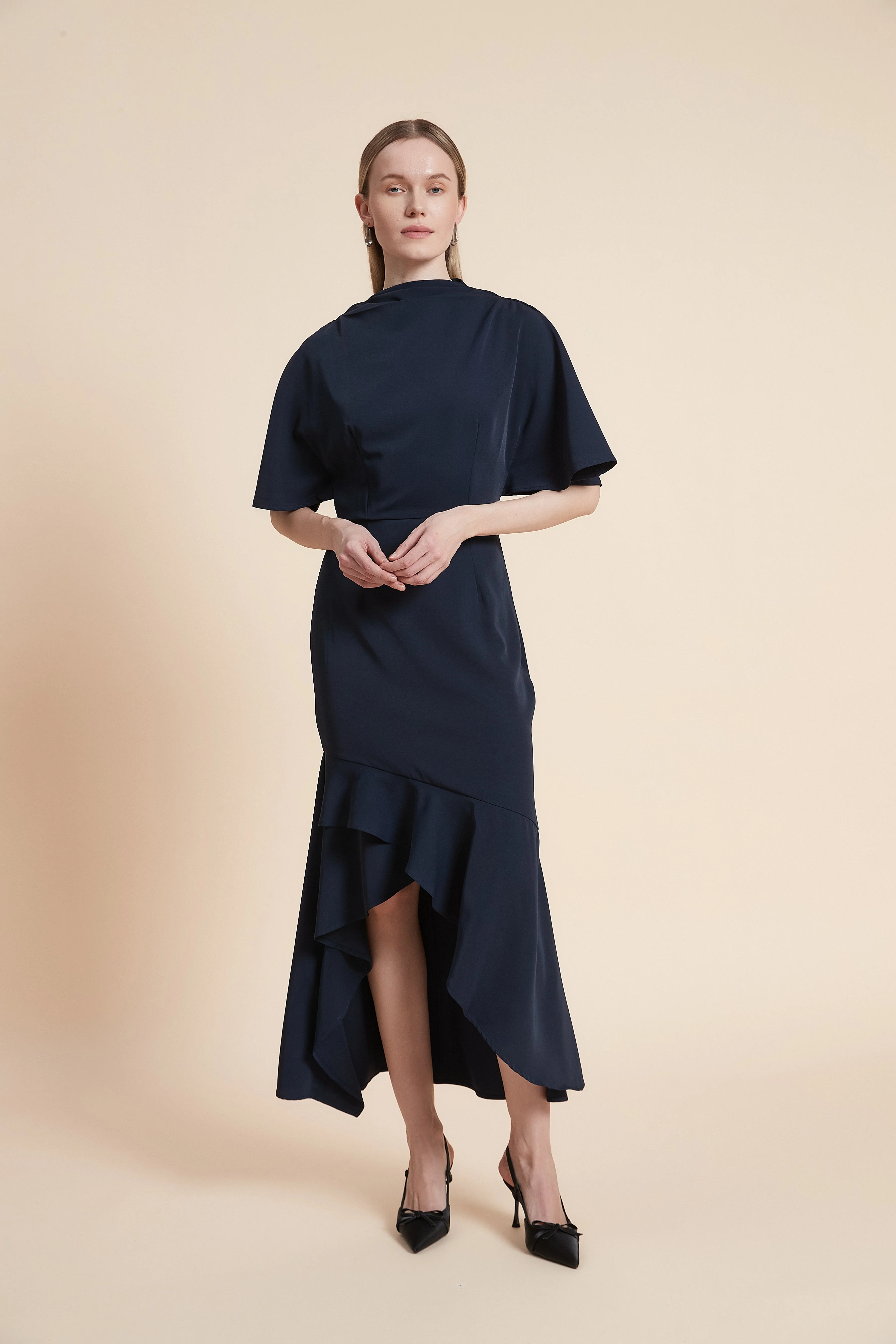 Dress Midi Short-Sleeved Ruffled Top - Image 5