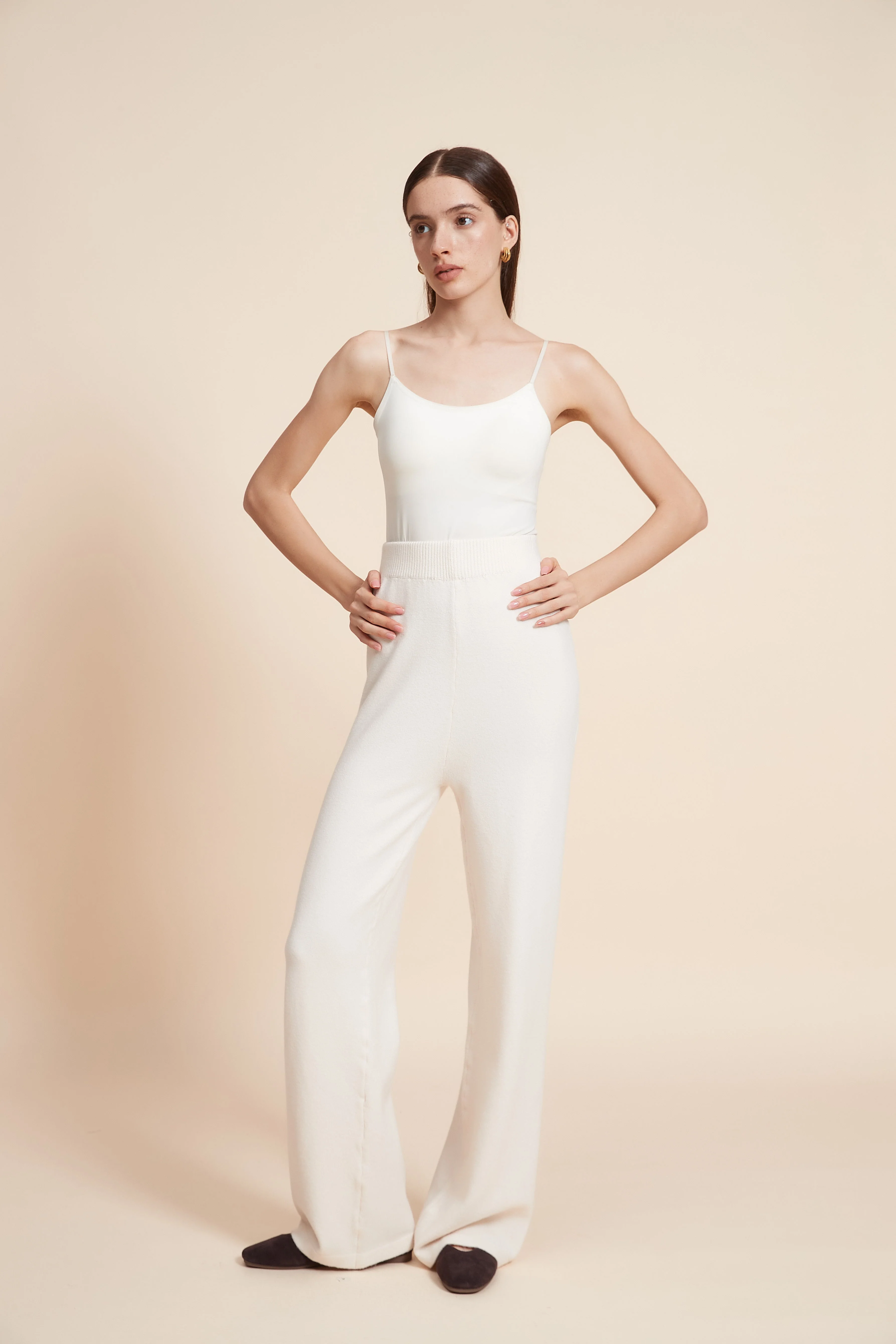 Plain Wide-Leg Long Pants