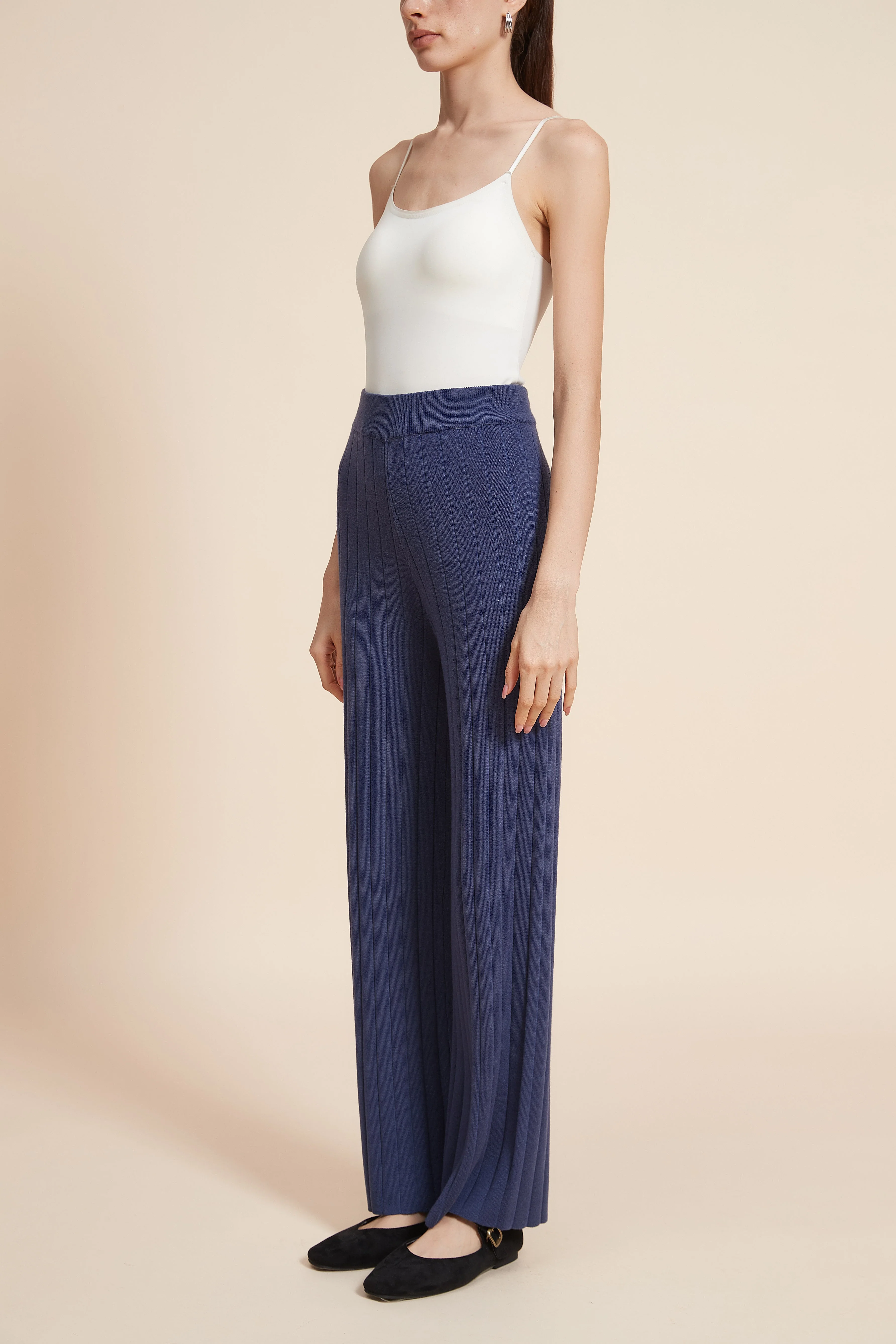 Plain Long  Ribbed Pants - Image 3
