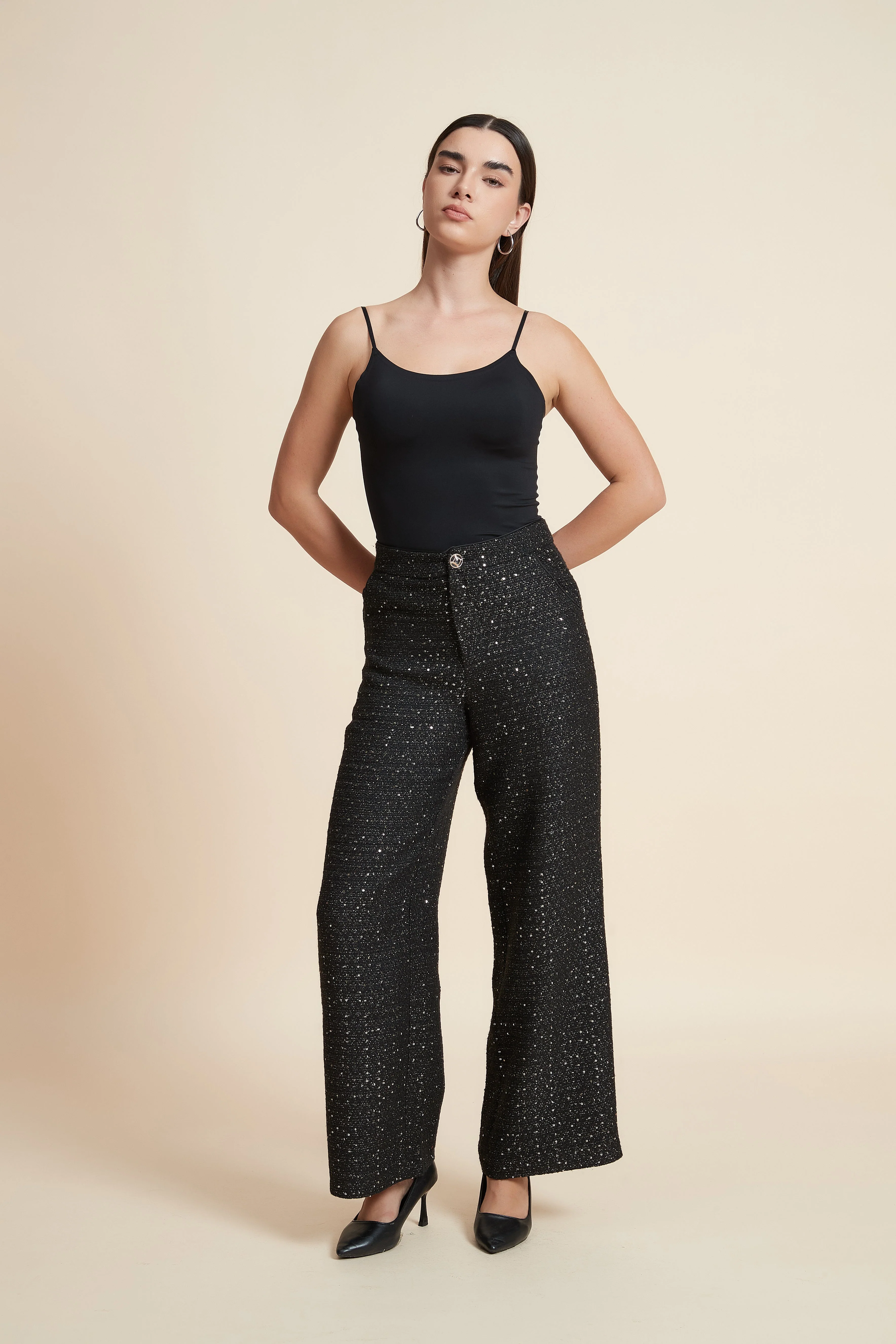 Wide-Leg Polka Dot Trousers