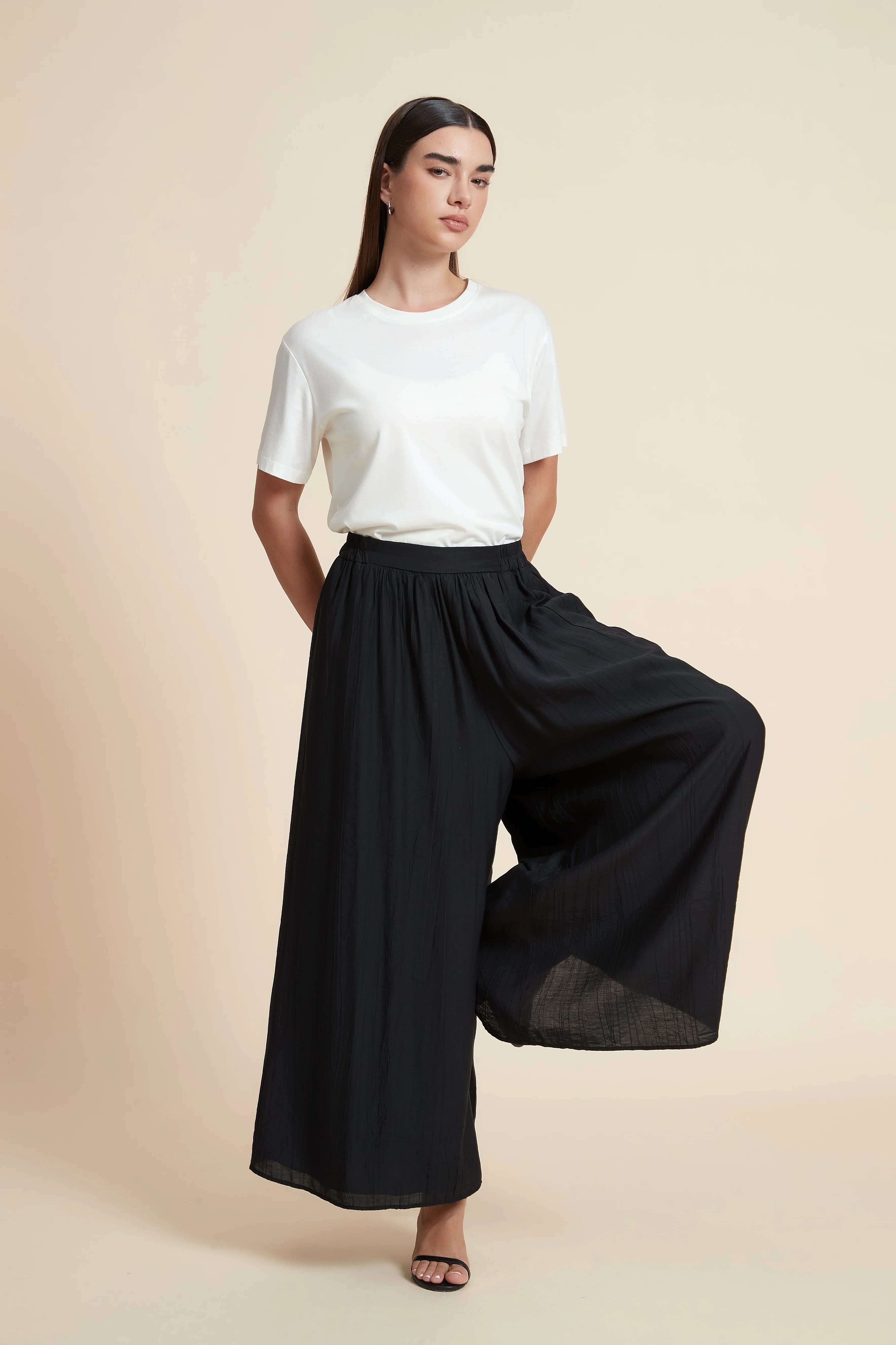 Wide Leg Plain Trousers