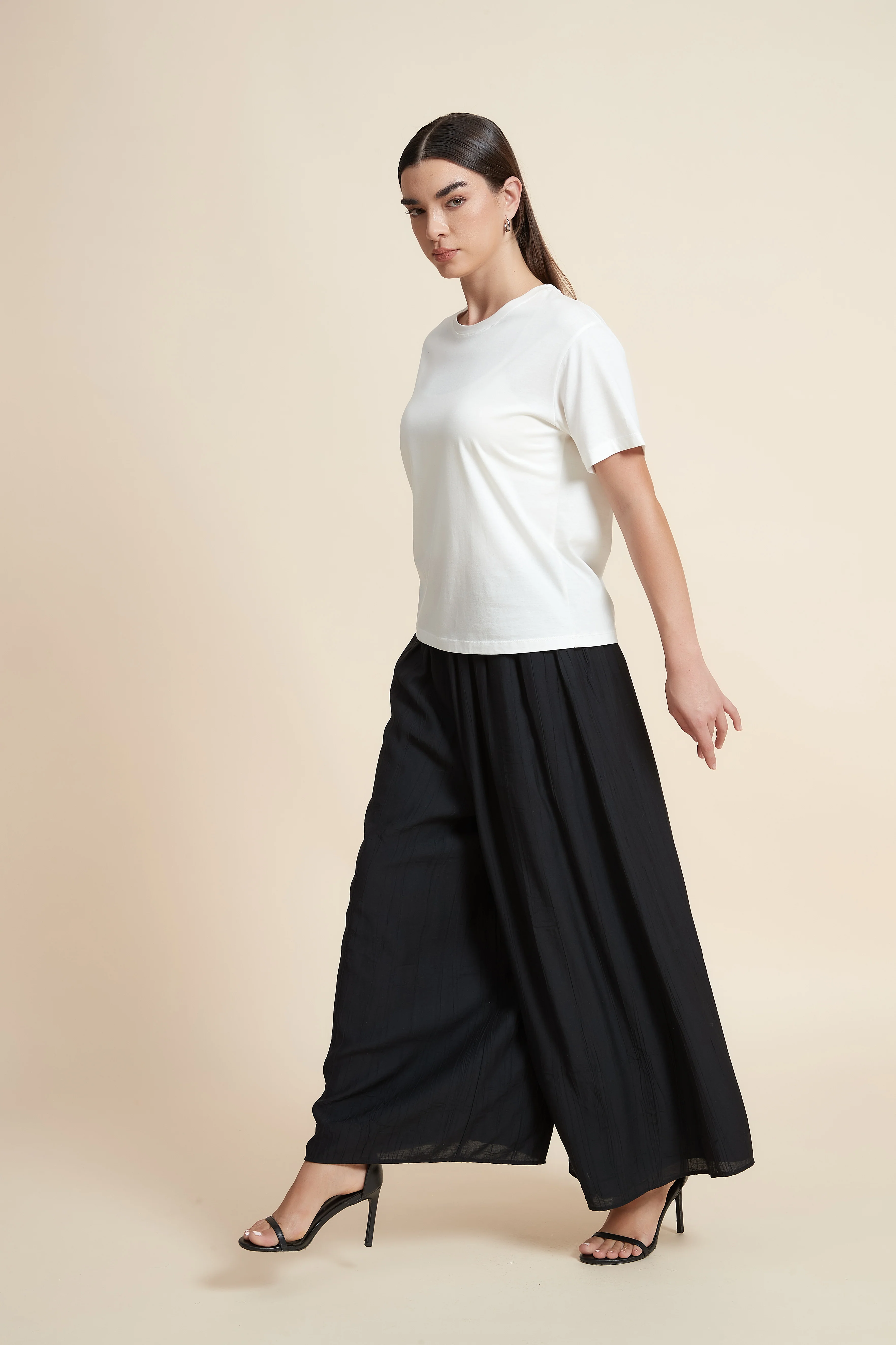 Wide Leg Plain Trousers - Image 2