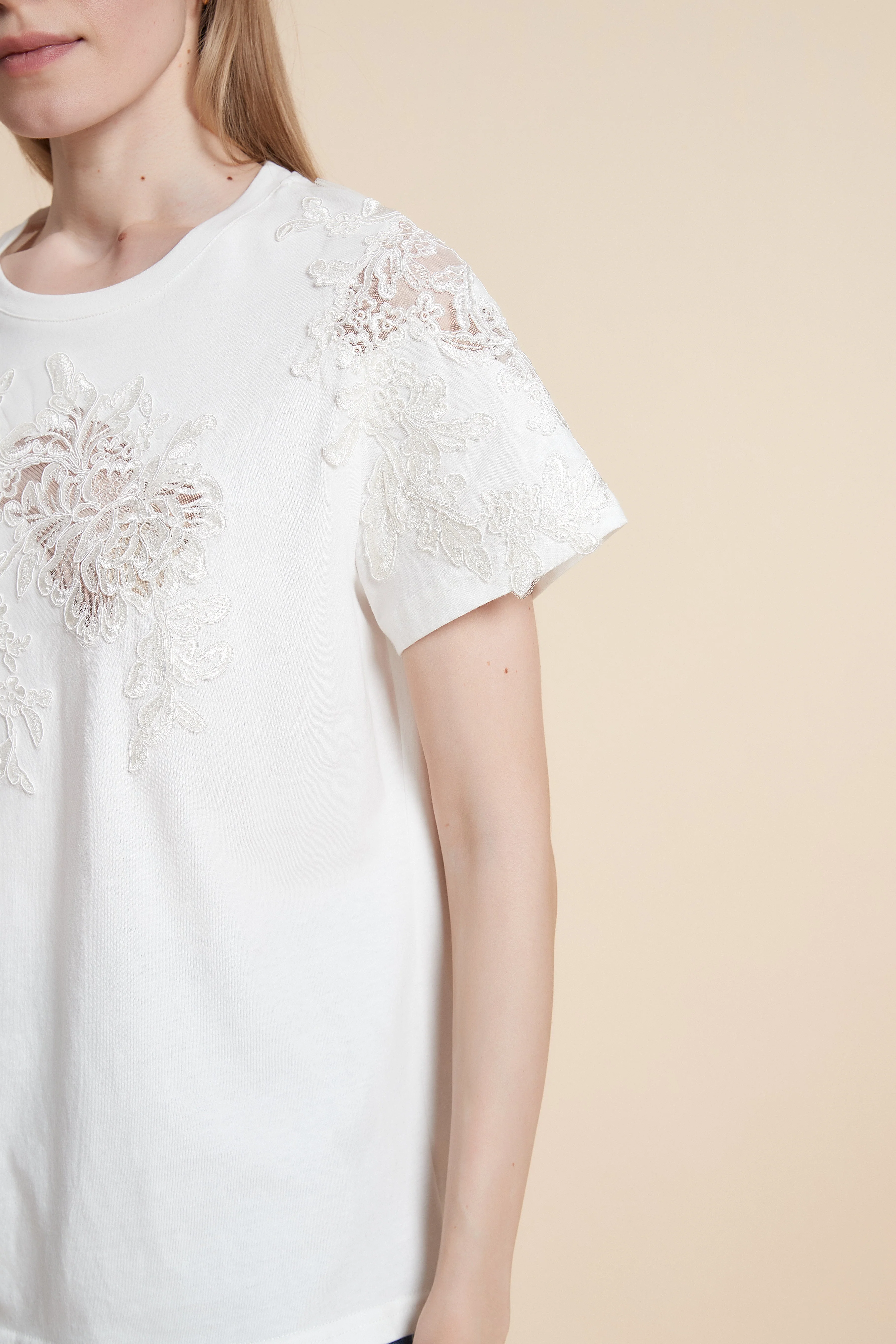 Plain Half Sleeve Lace Waist Top - Image 8