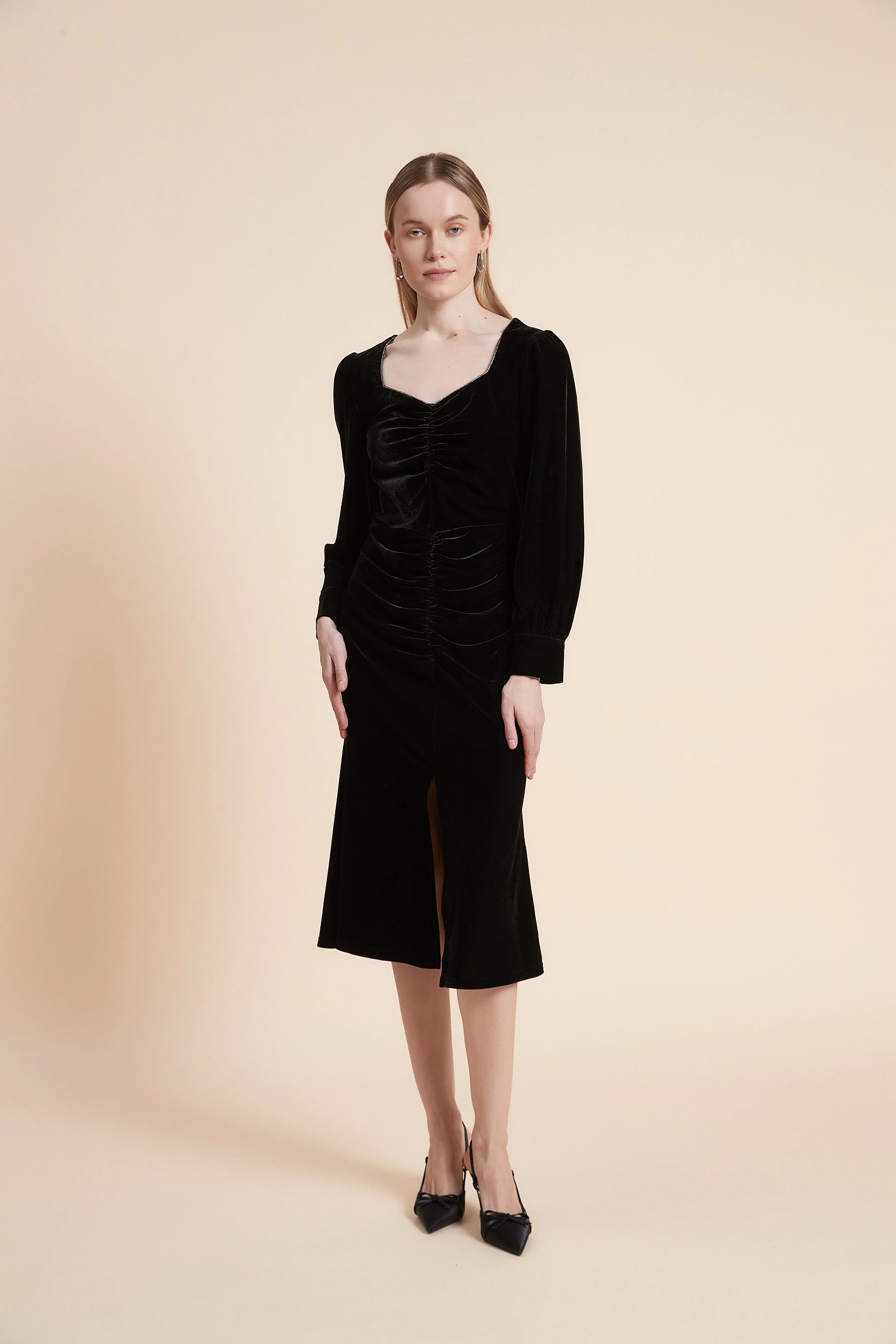 Knee Length Dress with Long Sleeves - Image 4
