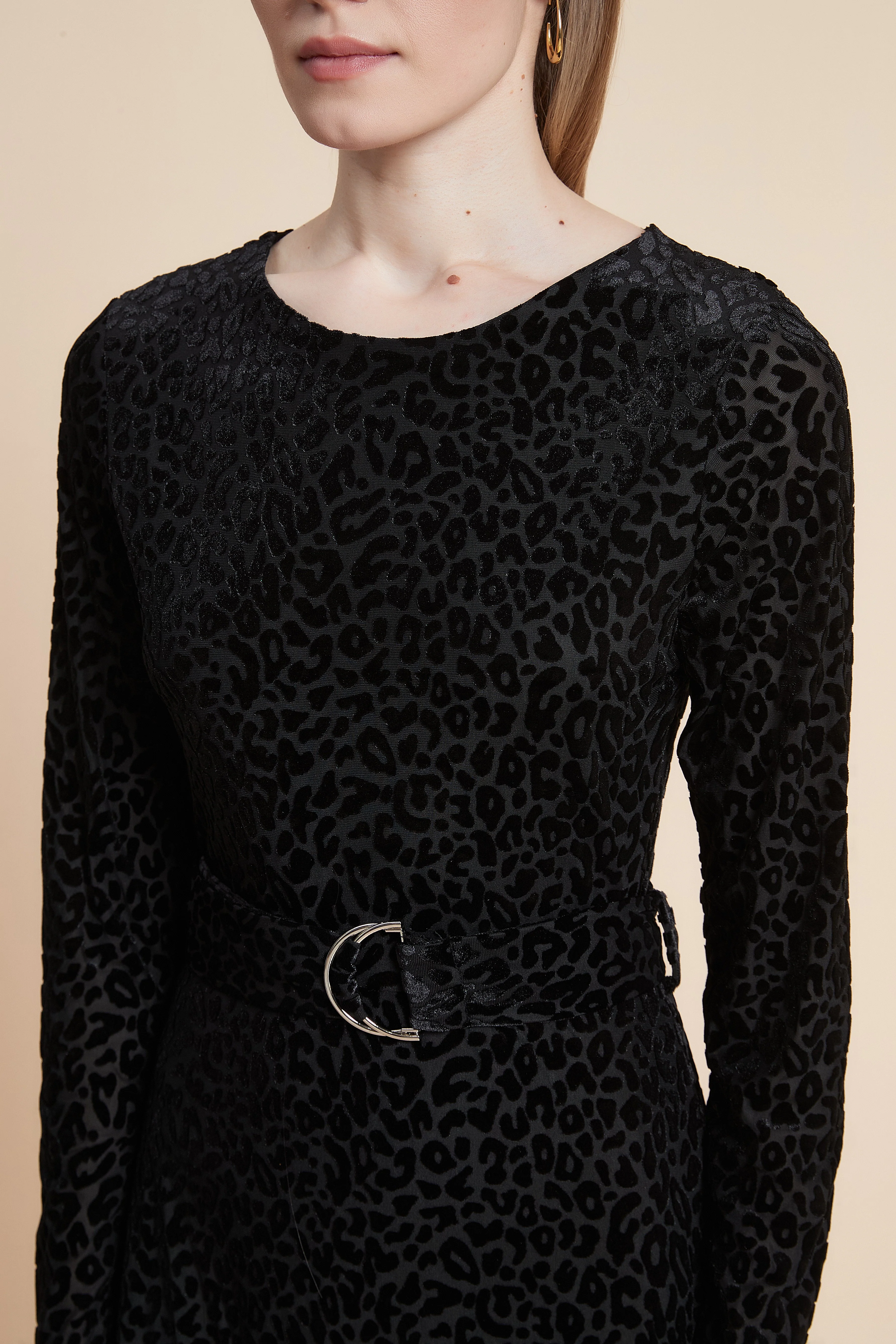 Print Midi Dress with Long Sleeves - Image 6