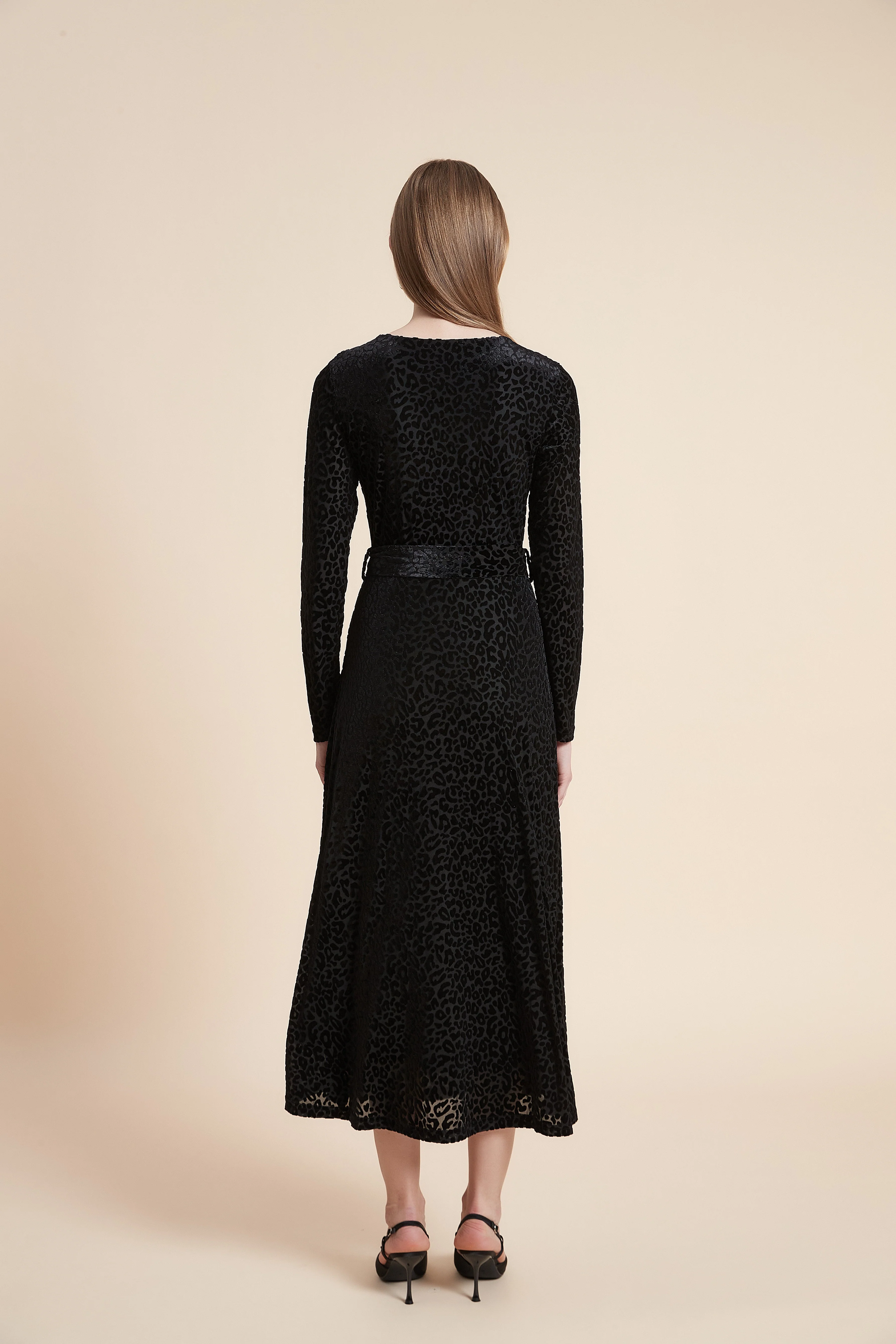 Print Midi Dress with Long Sleeves - Image 8