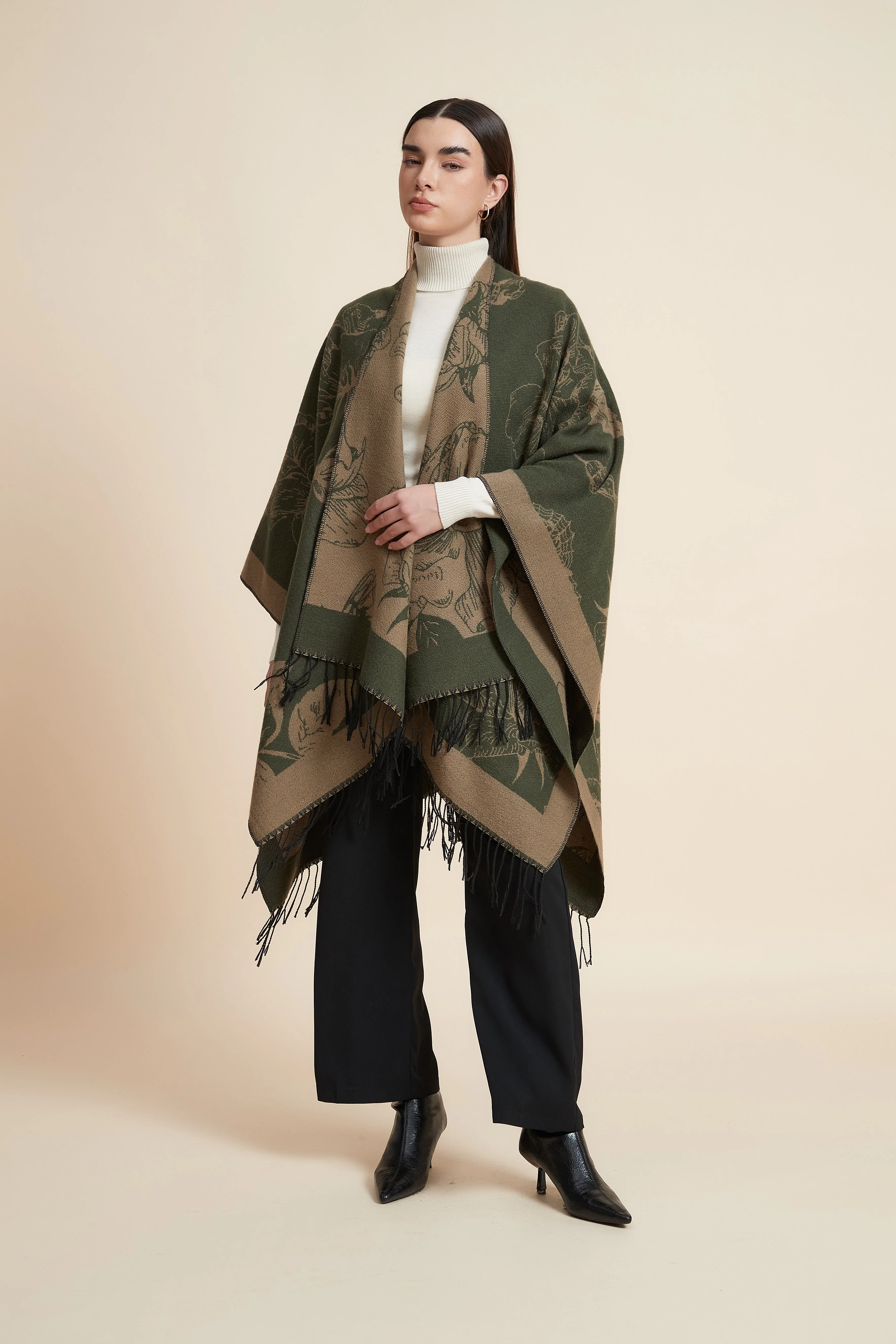 Colorful Side-Length Poncho - Image 2