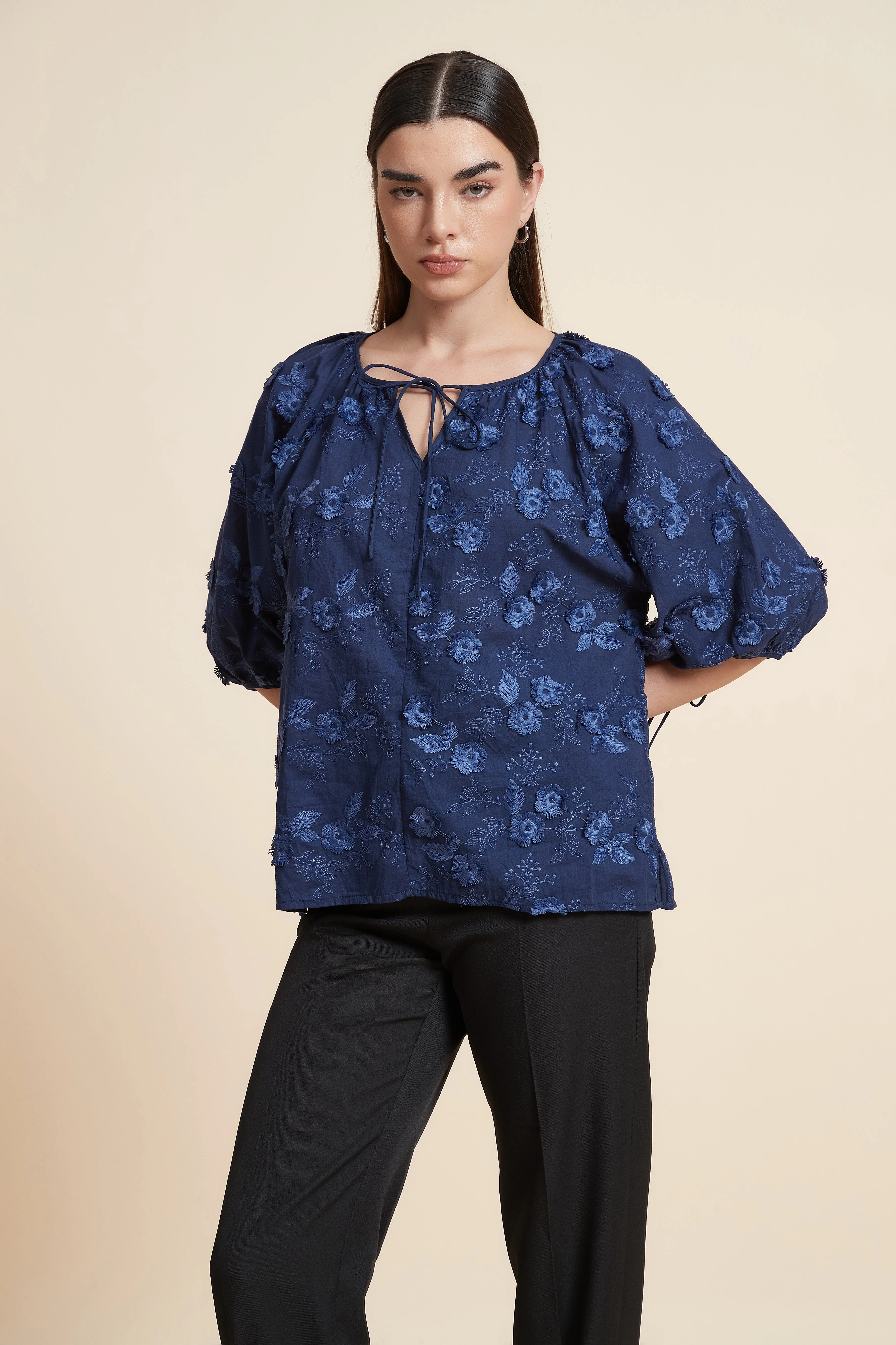 Printed Short Sleeve Blouse